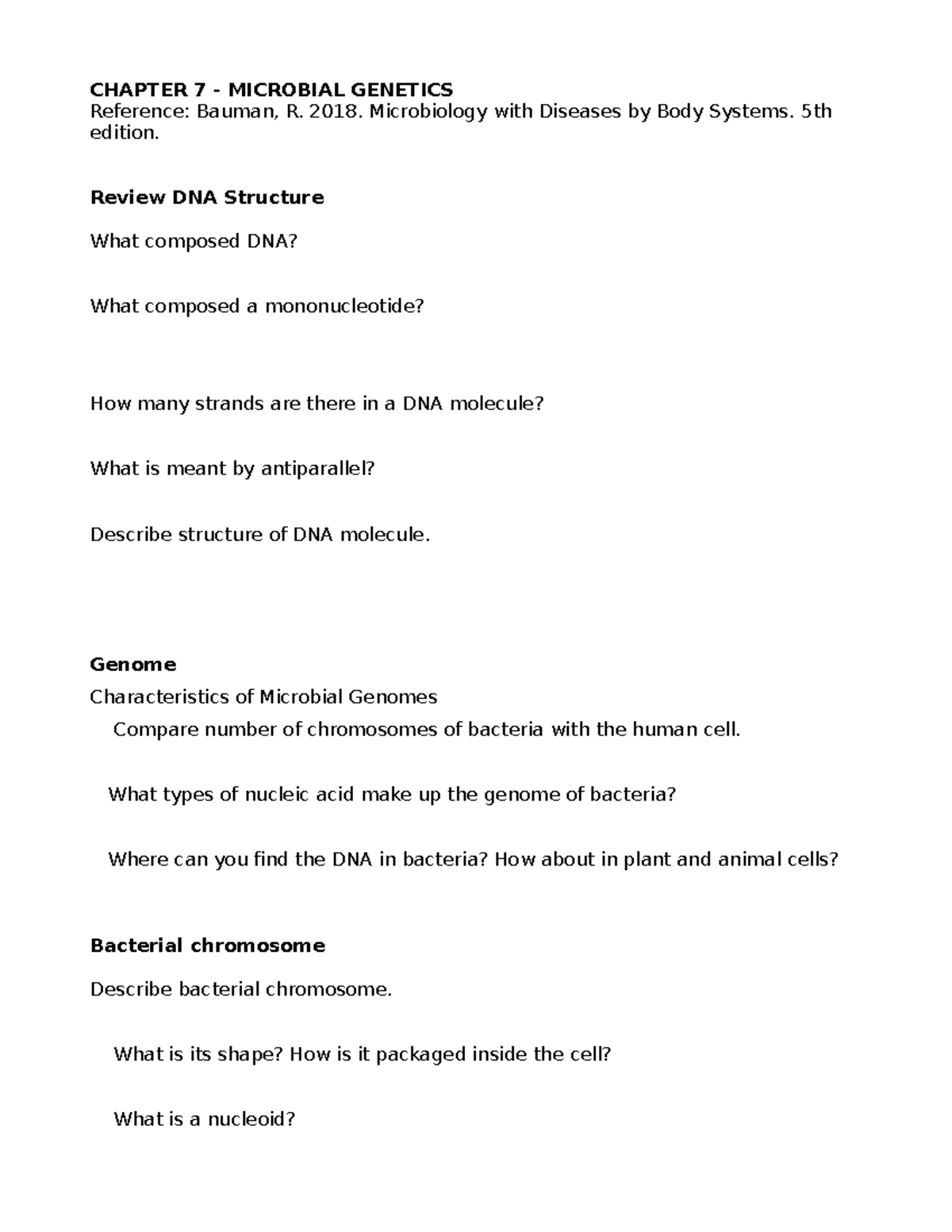 Chapter 7. Microbial Genetics - CHAPTER 7 - MICROBIAL GENETICS ...