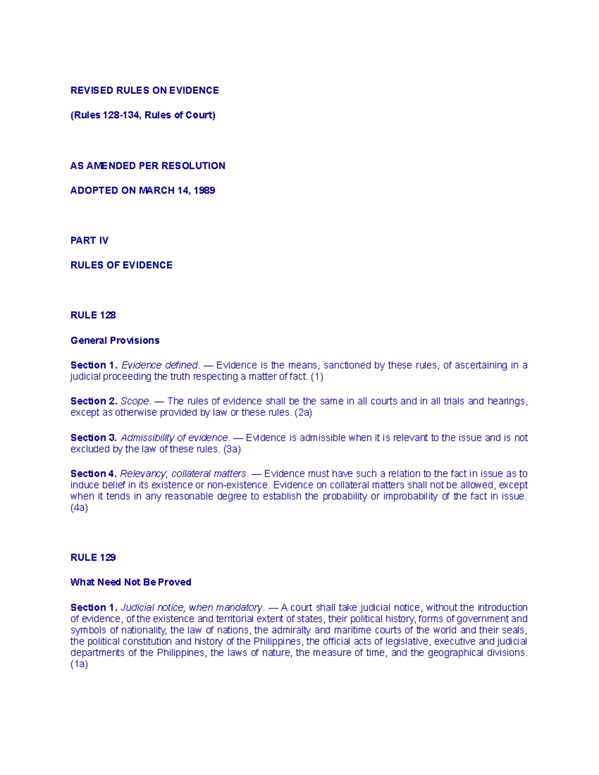 Revised Rules ON Evidence - REVISED RULES ON EVIDENCE (Rules 128-134 ...