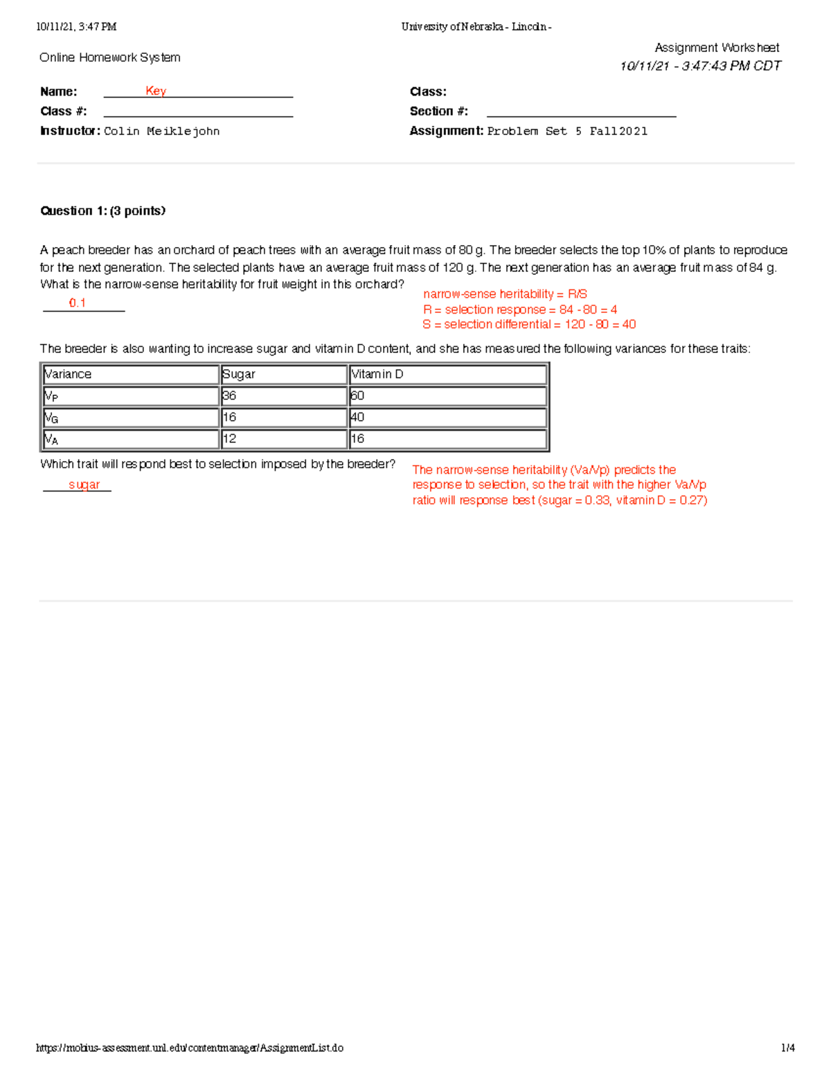 Problem set 5 Fall2021 key - Online Homework System Assignment ...