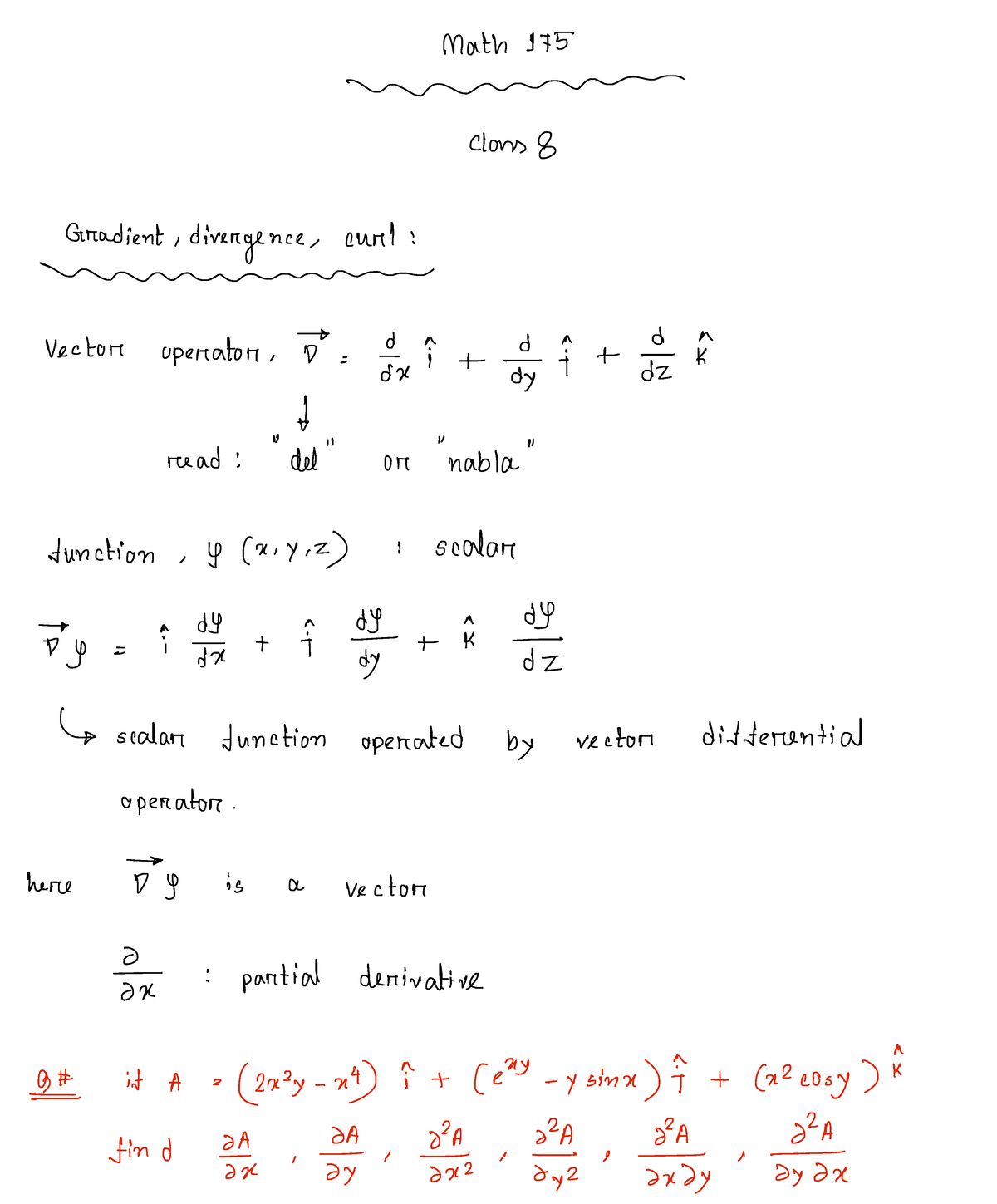 MATH175 - Lecture Notes 8 - Partial Differential Equation And Vector ...