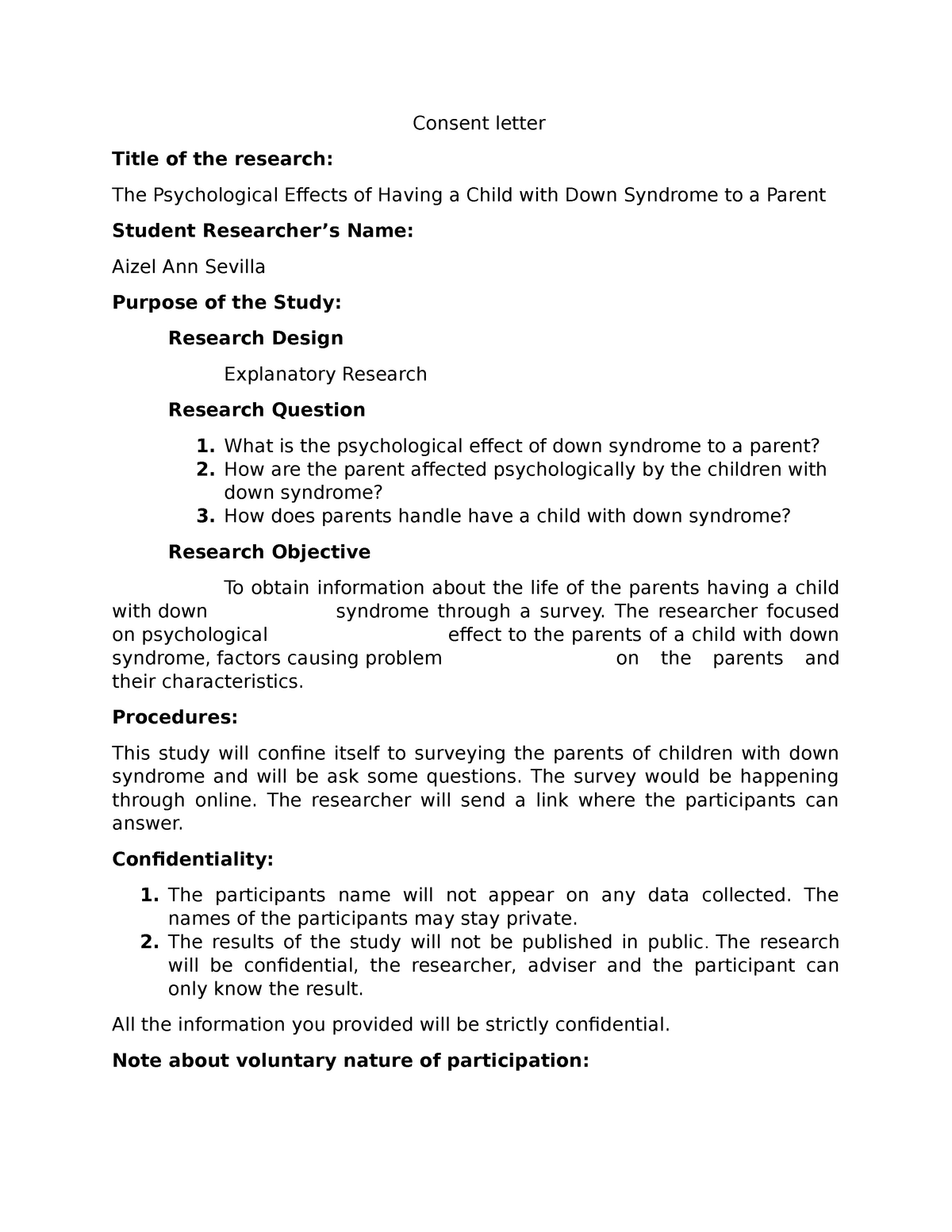 Consent Letter - school home work - Consent letter Title of the ...