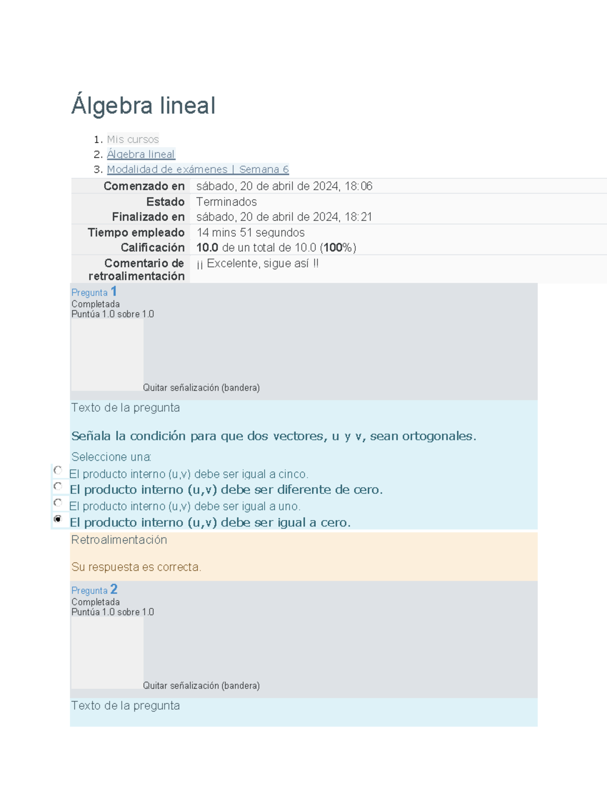 Álgebra Lineal - Modo Examen Semana # 6 Utel - Álgebra Lineal 1. Mis ...