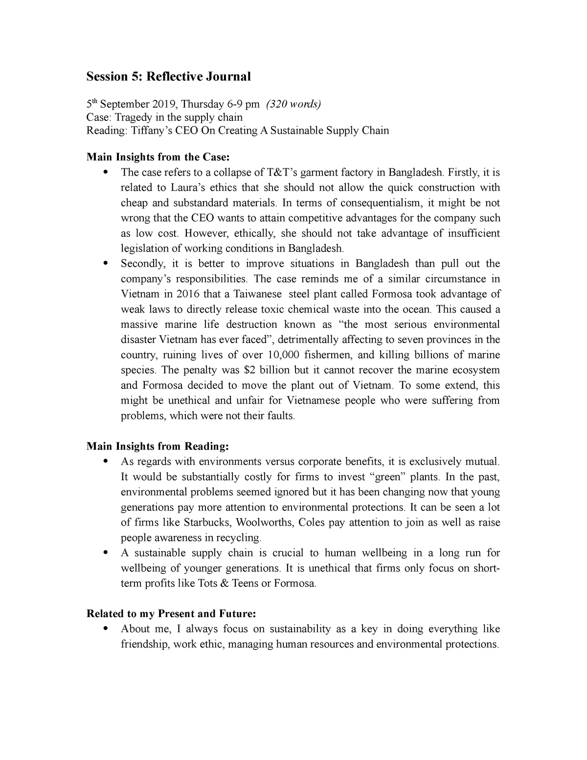 case study reflective report