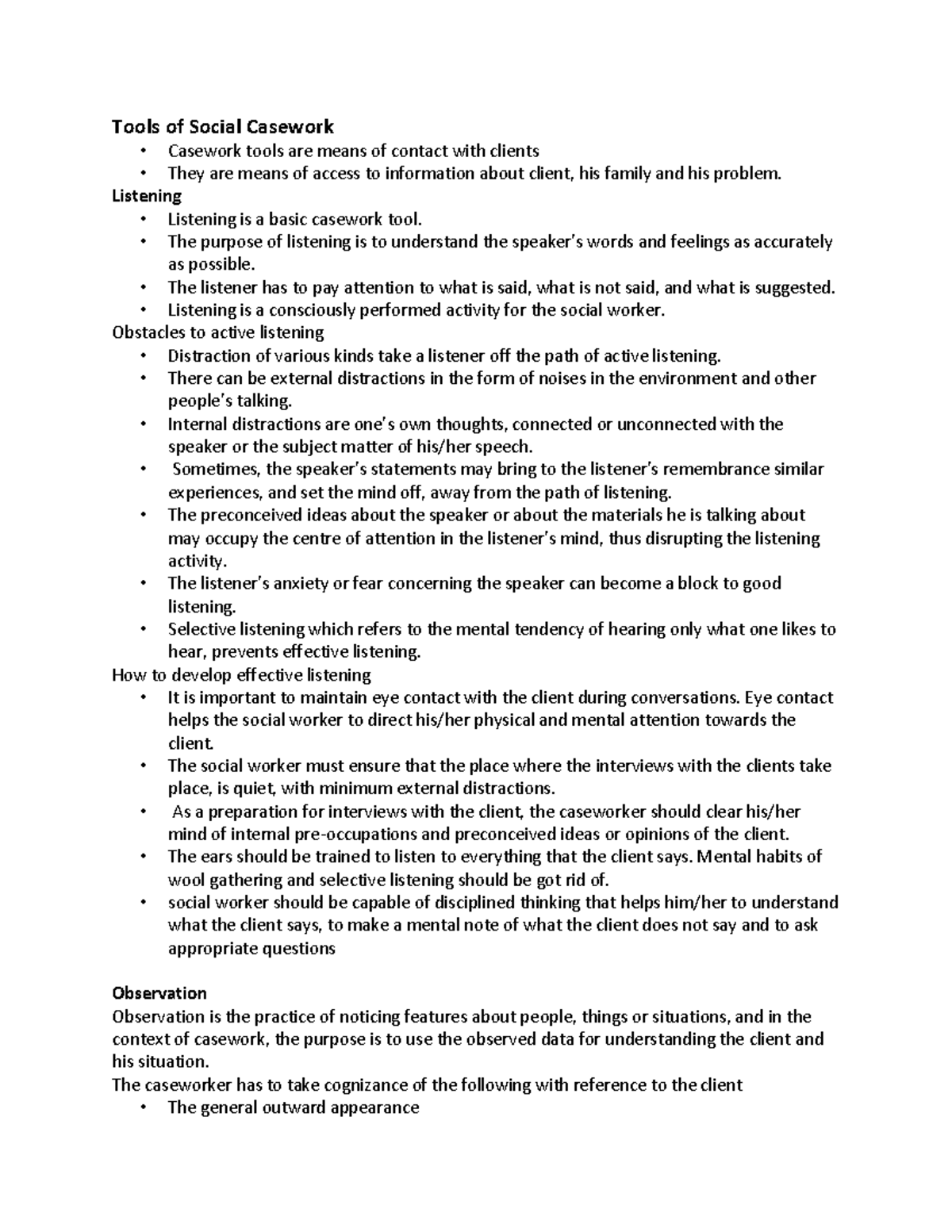 Tools of Social Casework Tools of Social Casework Casework tools are