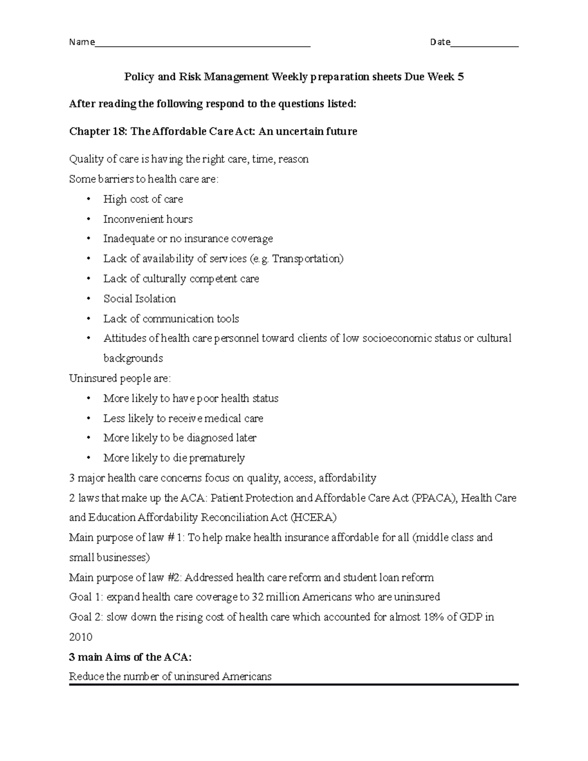 Week 5 preparation sheet - Policy and Risk Management Weekly ...