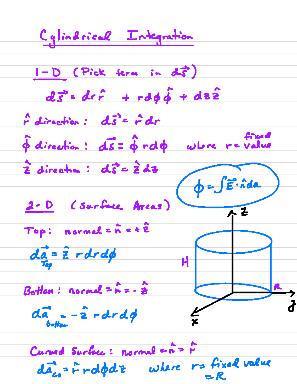 PHY 4221 Fall 2020 Lecture 4 - Cylindricaltintegration i-D ( Pick term ...