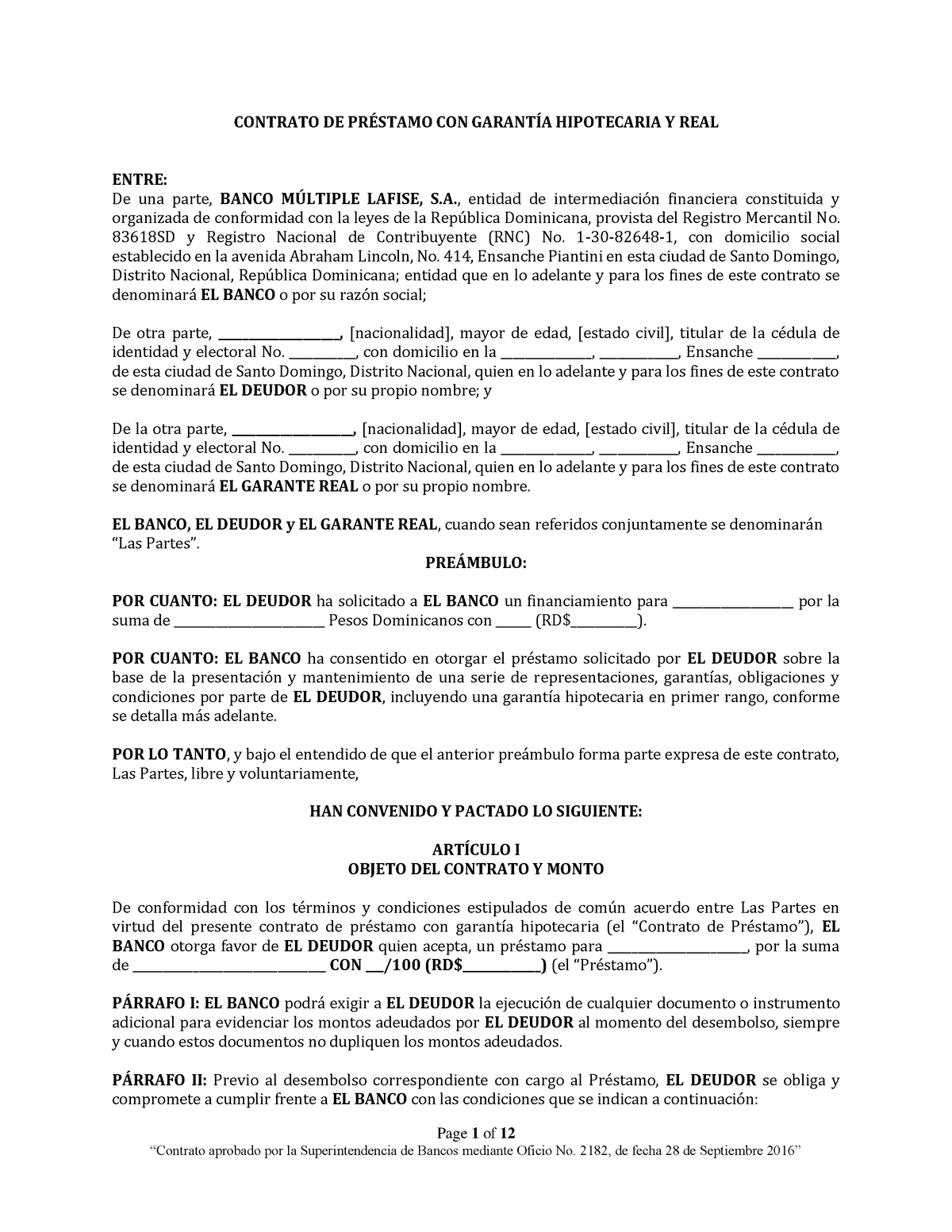 Contrato De Prestamo Con Garantia Hipotecaria Y Real Page 1 Of 12 Contrato De PrÉstamo Con 4801