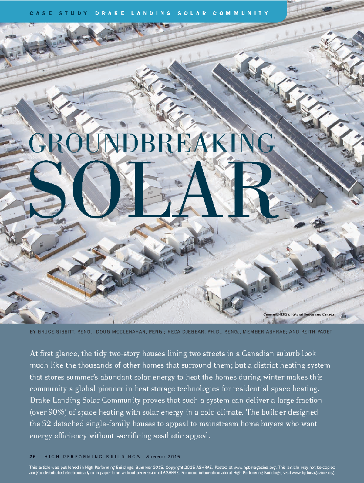 Drake Landing Solar Community Alberta Canada - 3636 HIGH PERFORMING ...