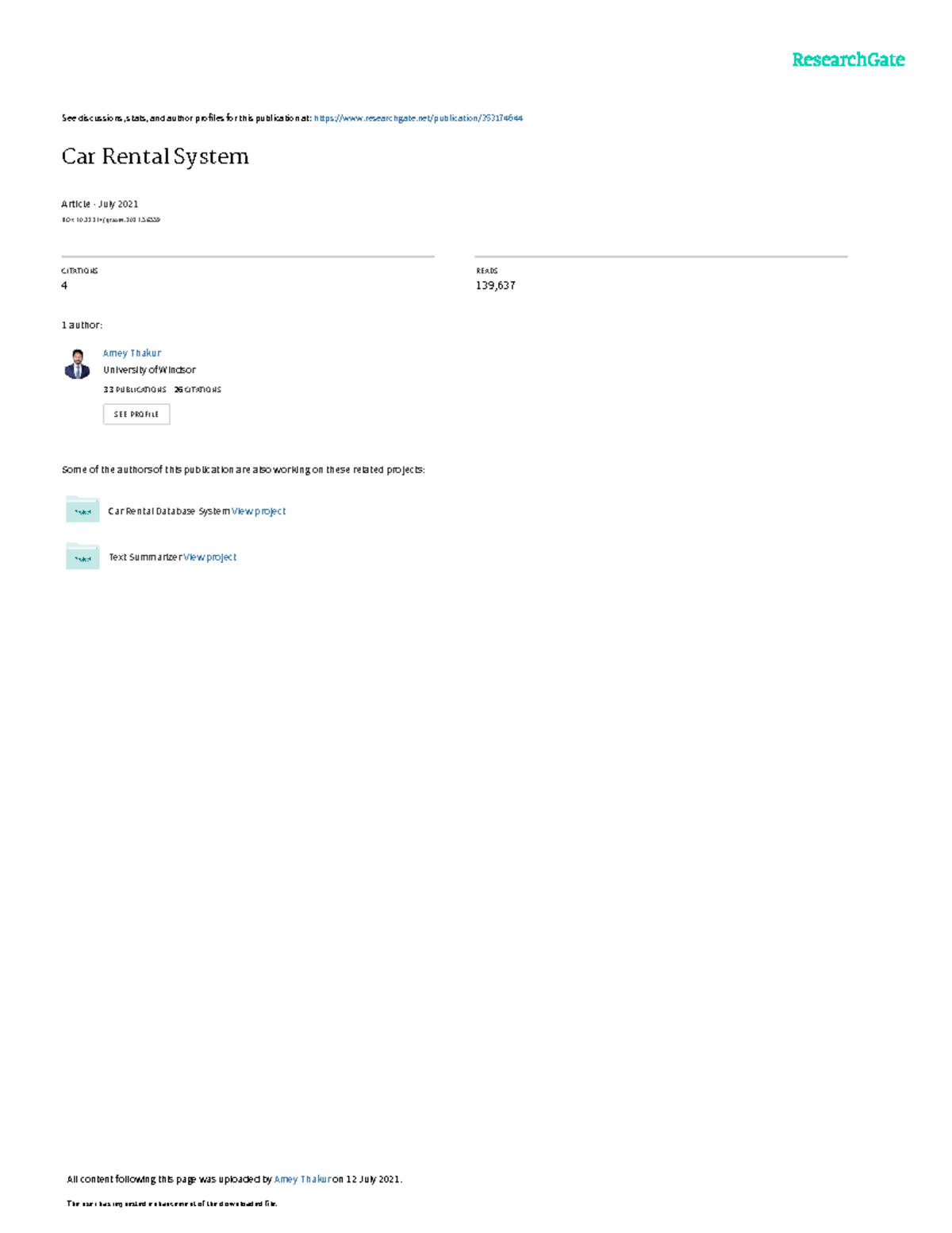 Car Rental System - See discussions, stats, and author profiles for ...