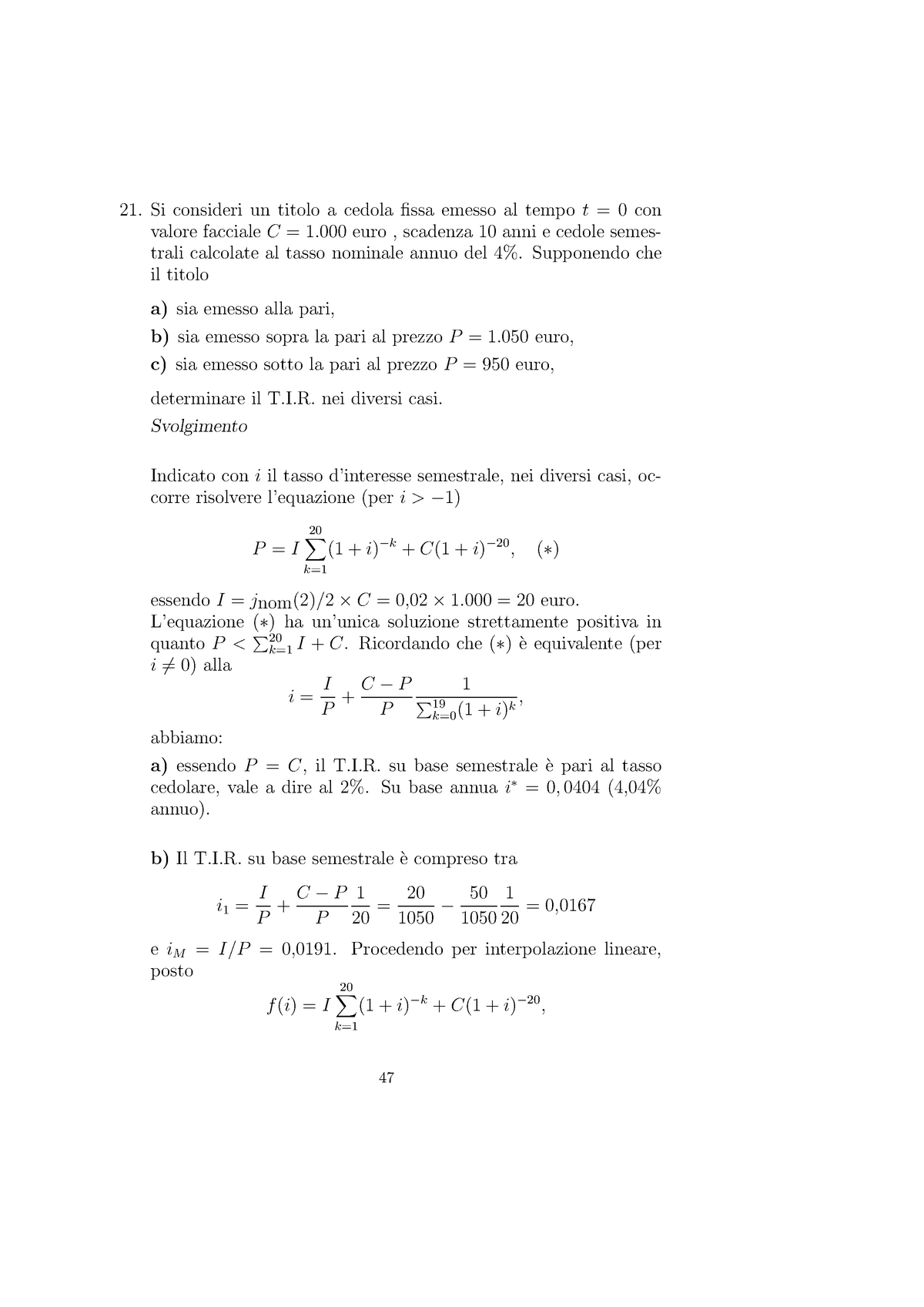 Esercizi Svolti-47-48 - Matematica Finanziaria - UNICAL - Studocu