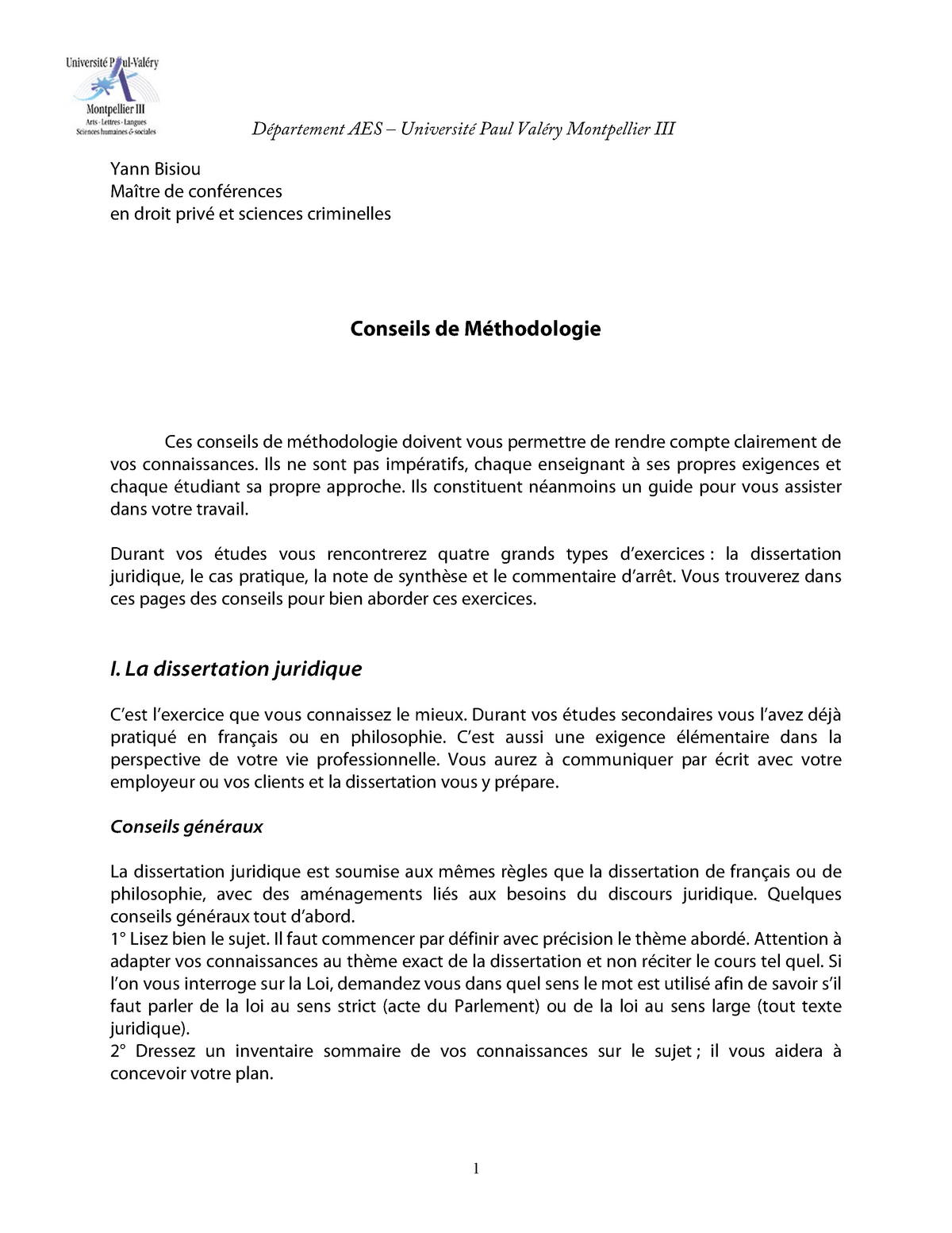 methodologie de dissertation juridique