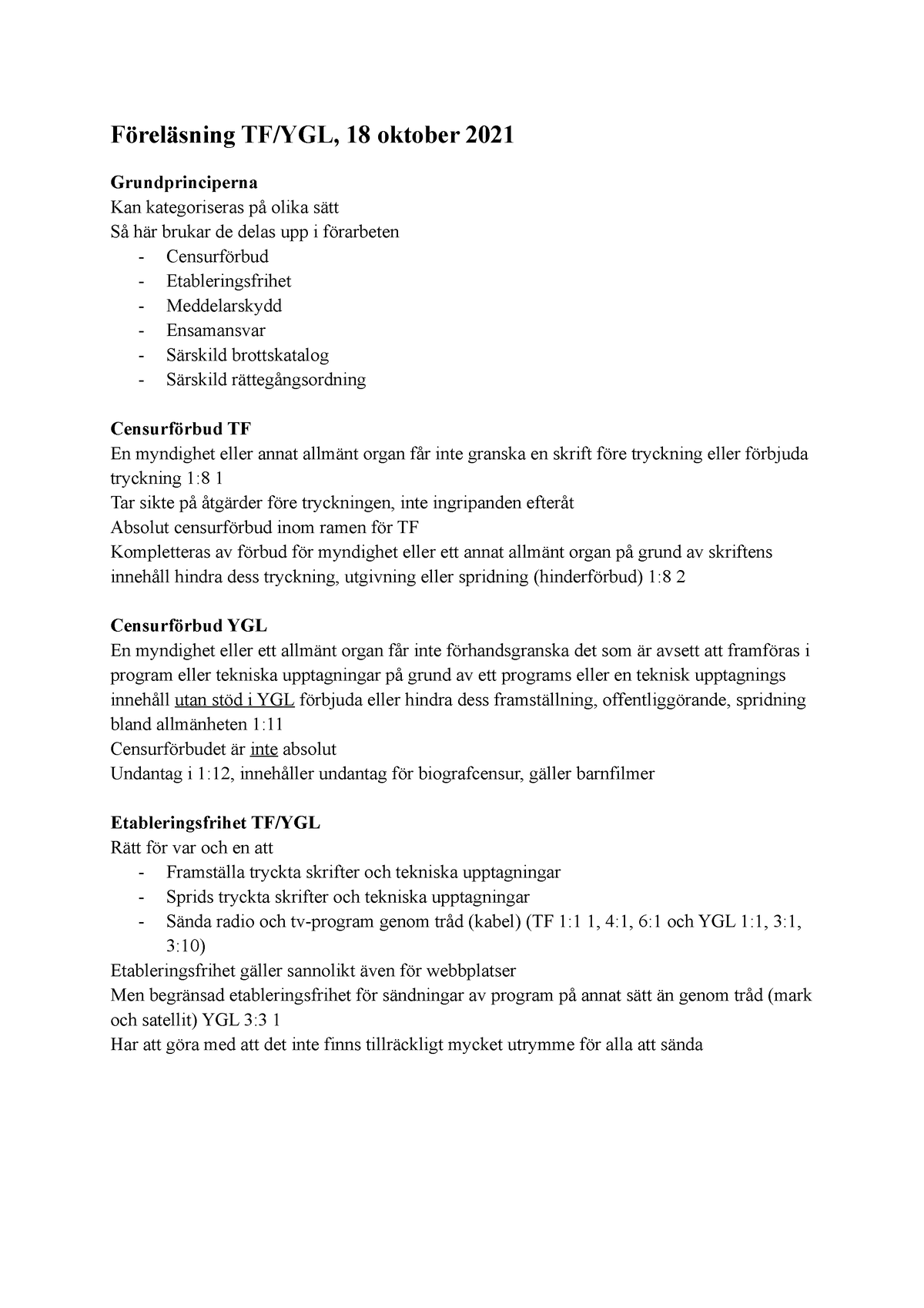 Föreläsning TF YGL 2021-10-18, Termin 1 Juristprogrammet Uppsala ...