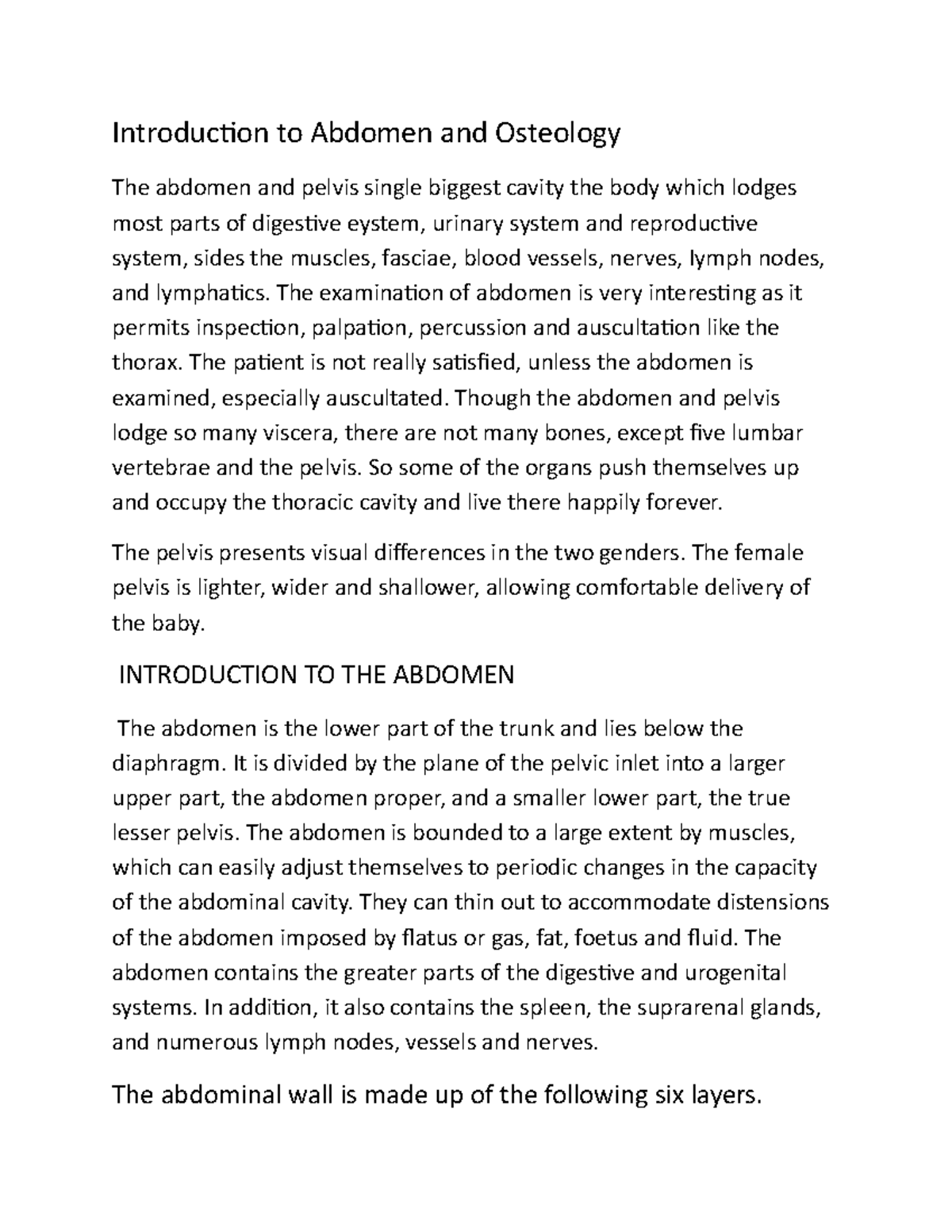 Introduction to-WPS Office - Introduction to Abdomen and Osteology The ...