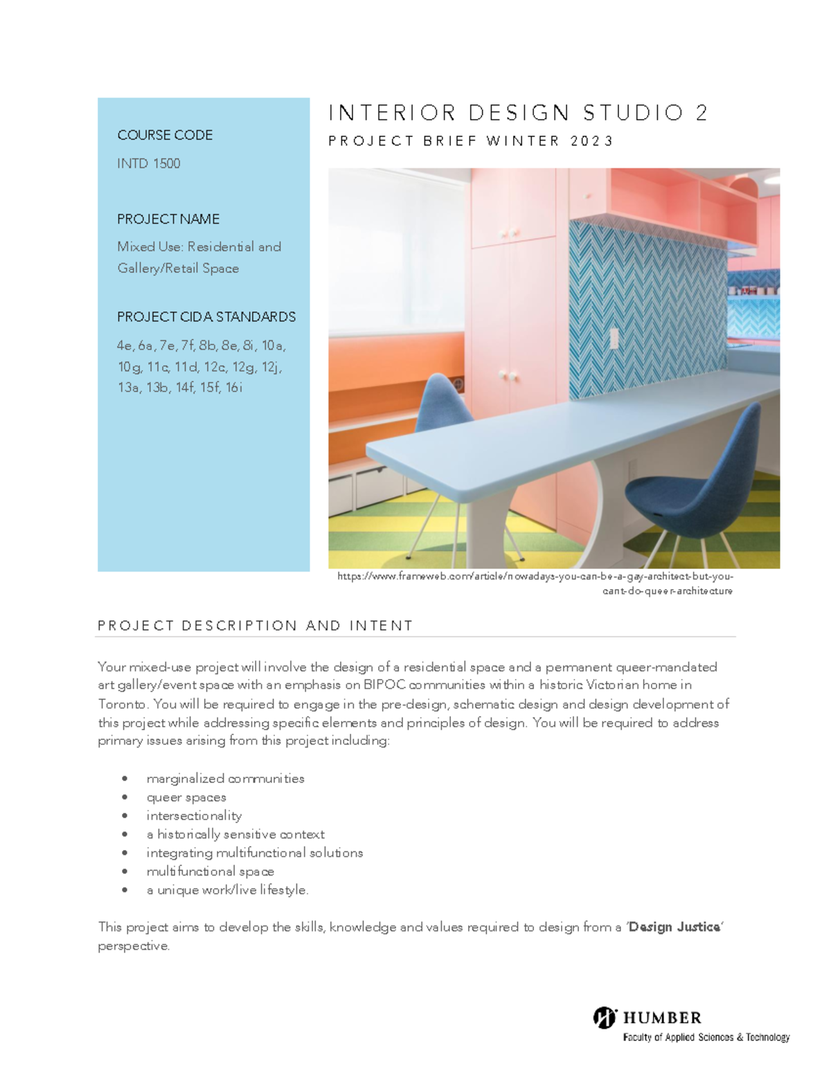 INTD1500 W23 Project Brief - I N T E R I O R D E S I G N S T U D I O 2 ...