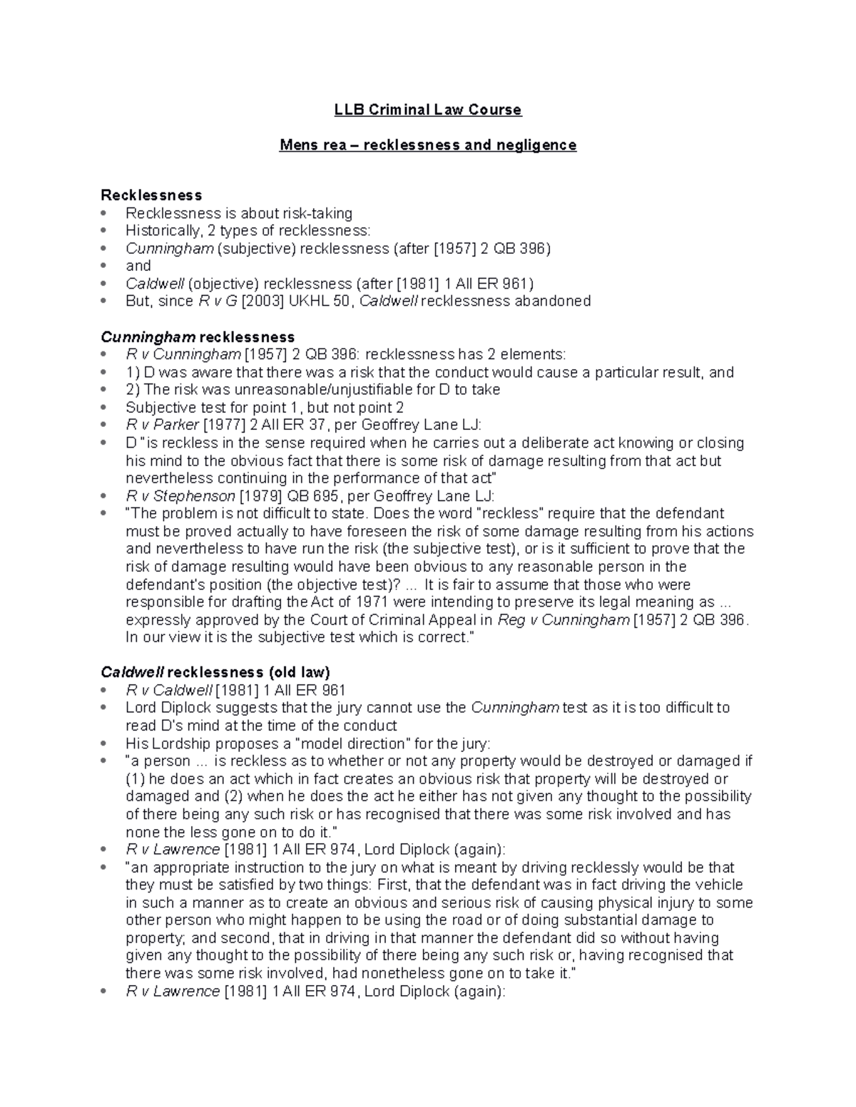 criminal-law-lecture-llb-criminal-law-course-mens-rea-recklessness