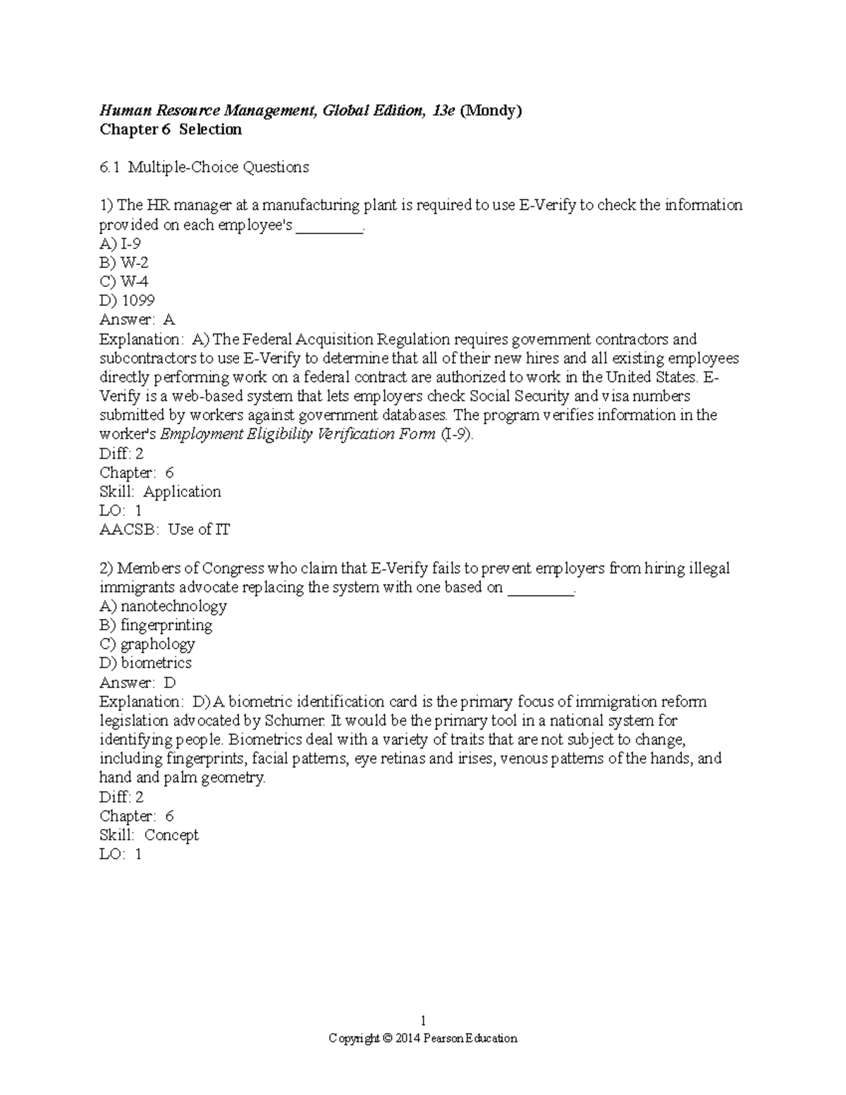 Chapter 06 GE - QUESTIONS - Human Resource Management, Global Edition ...