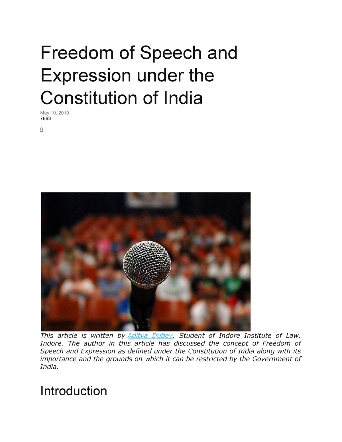 essay on freedom of speech and expression in indian democracy