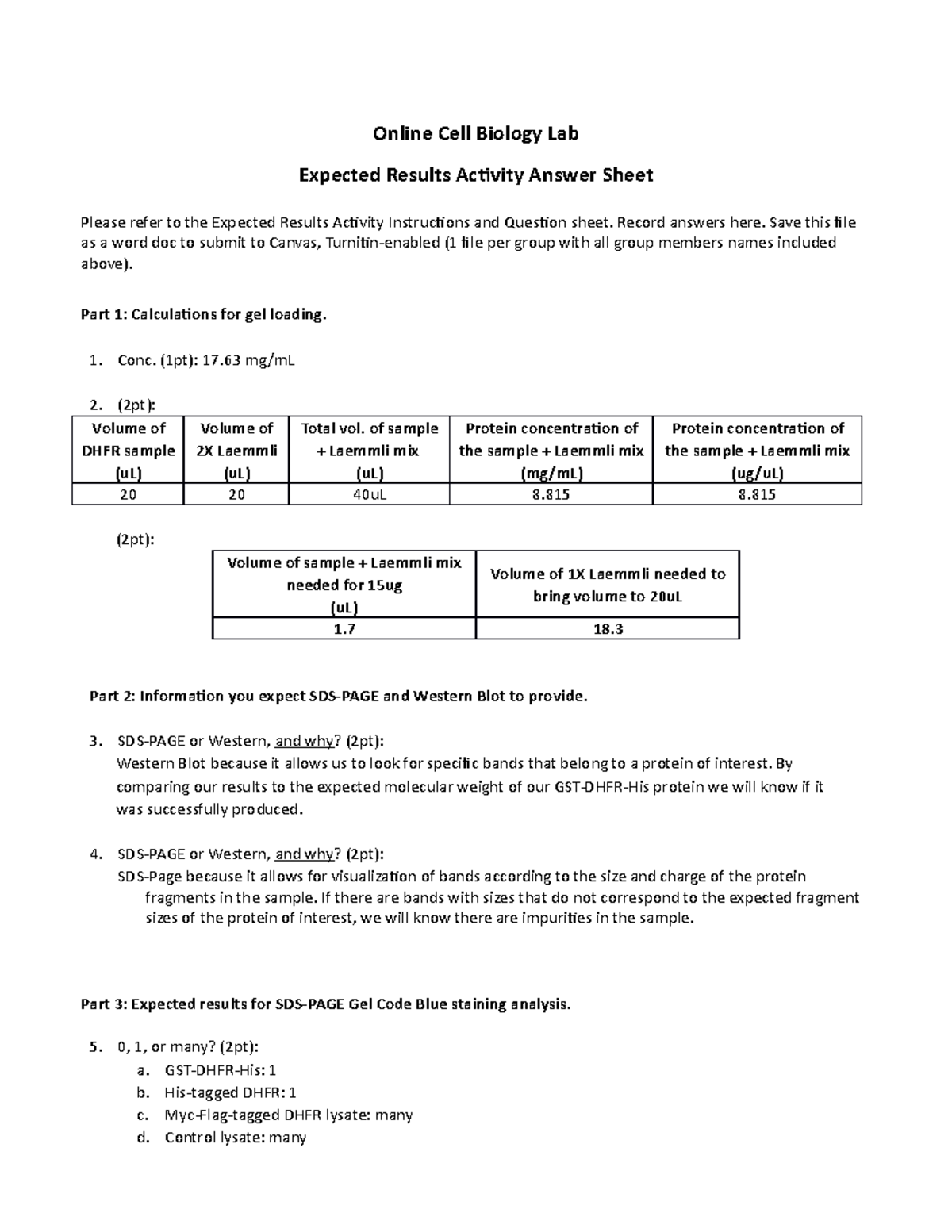 PCB3023L Expected Results Activity Answer Sheet-3 - PCB3023L - USF ...