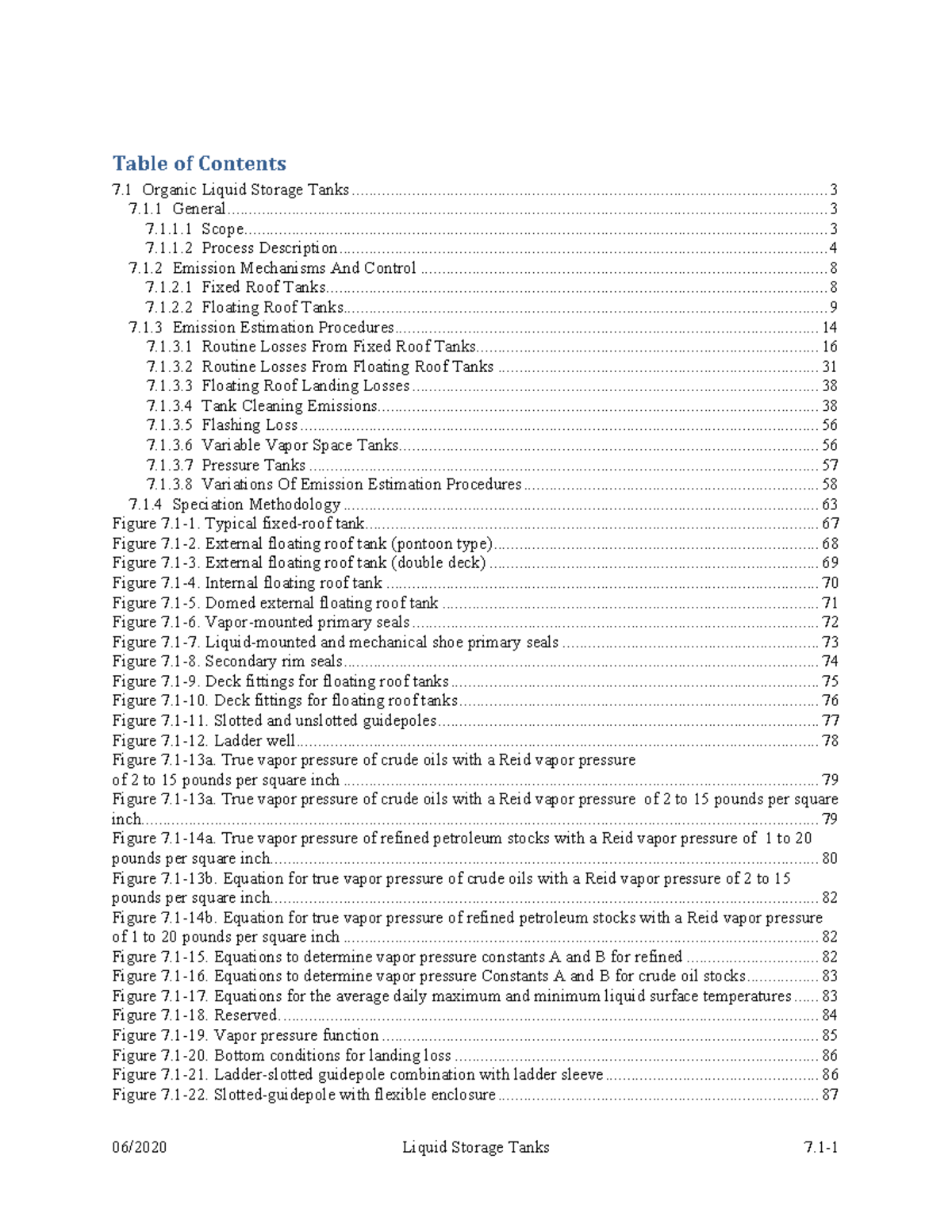 AP 42 Chapter 7 Liquid Storage Tanks - Table of Contents 7 Organic ...