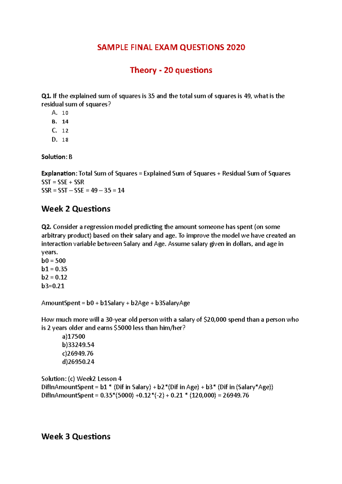 Sample Final Solutions - SAMPLE FINAL EXAM QUESTIONS 2020 Theory - 20 ...