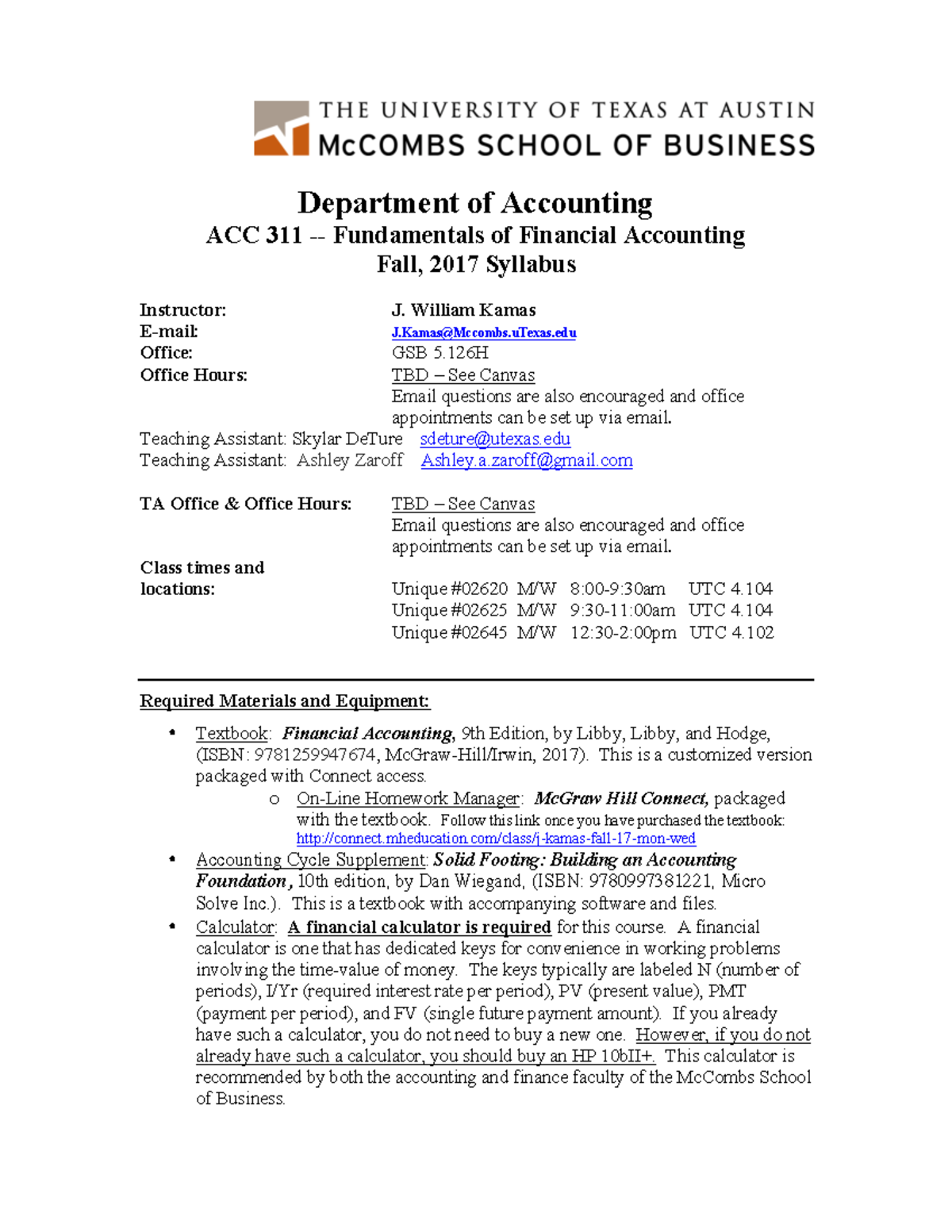 ACC311Kamas - Lecture notes 2 - Department of Accounting ACC 311 ...