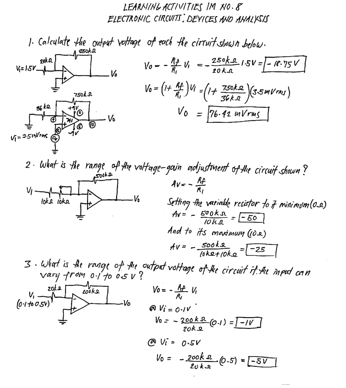 Electronics mod 8 - Electronic circuits module 8 assignment ...