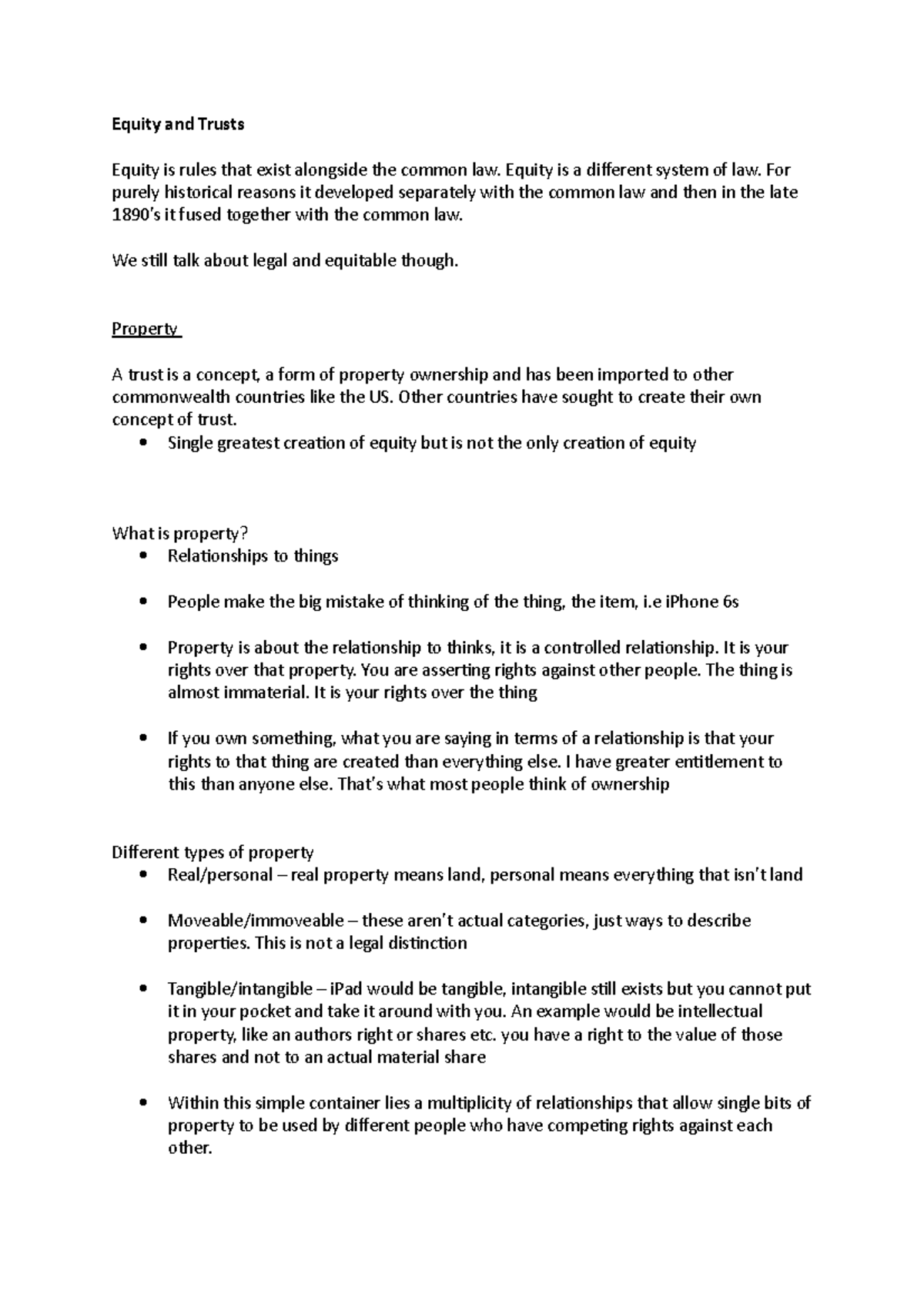 Equity and Trusts - Lecture notes Seminar 1 - Equity and Trusts Equity ...