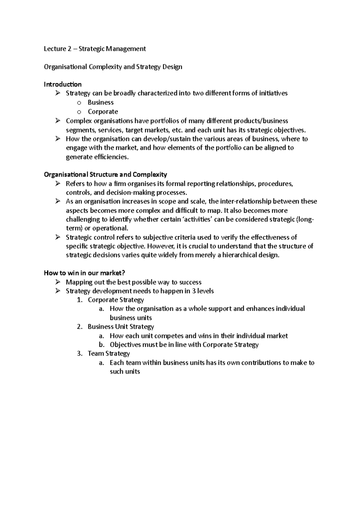Lecture 2 - Strategic Management - Lecture 2 – Strategic Management ...