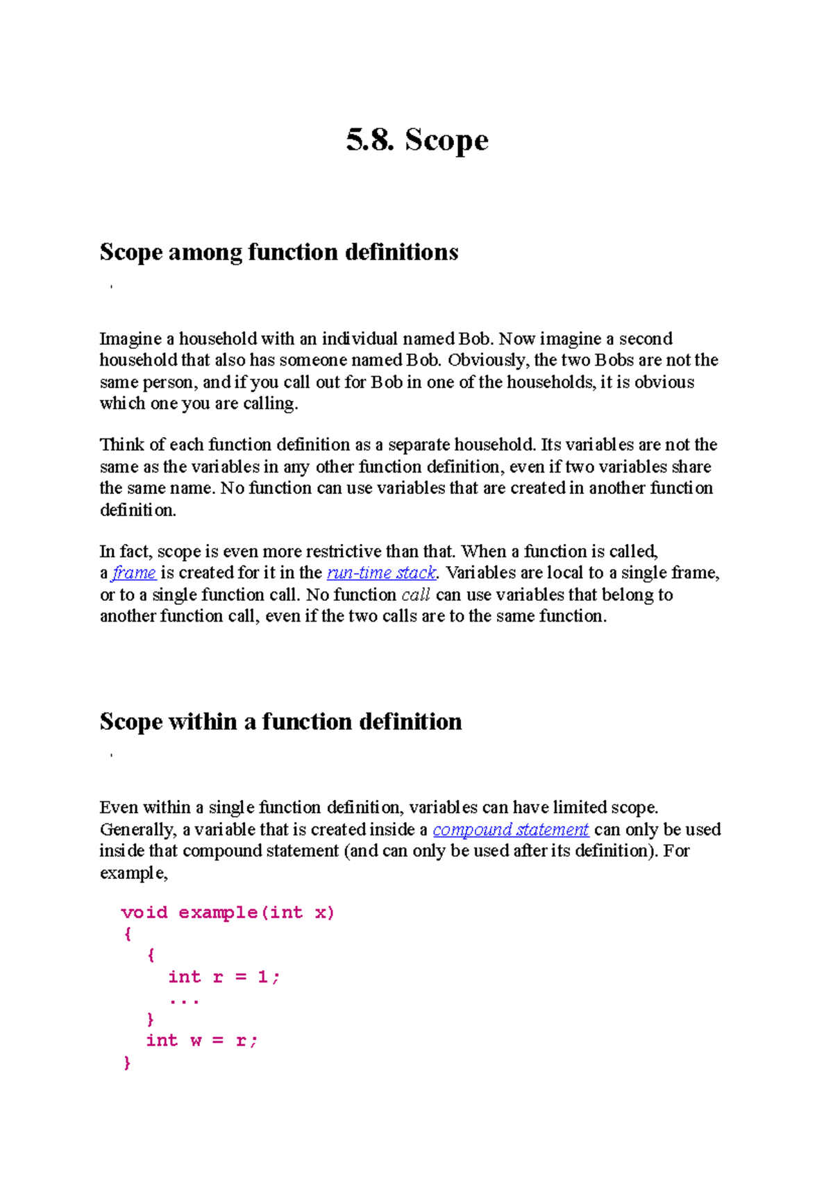 5.8. Scope - Lecture Notes 5.8 - 5. Scope Scope Among Function ...