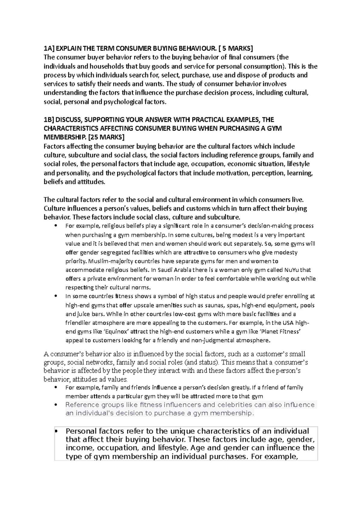 Marketing Assigment Topic D 1A EXPLAIN THE TERM CONSUMER BUYING
