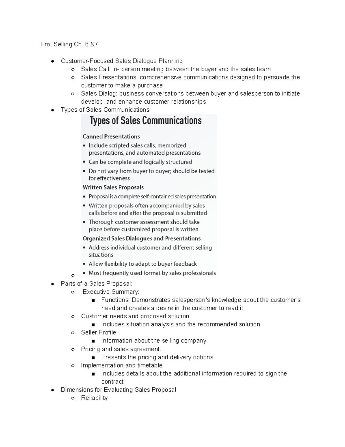 Pro. Sell. Ch 6&7 - Lecture notes 6&7 - Pro. Selling Ch. 6 & Customer ...