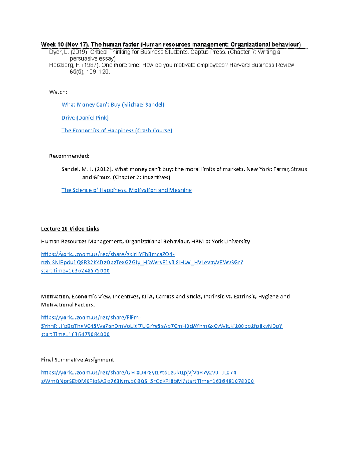 Week 10 Checklist adms1010 Yorku Studocu