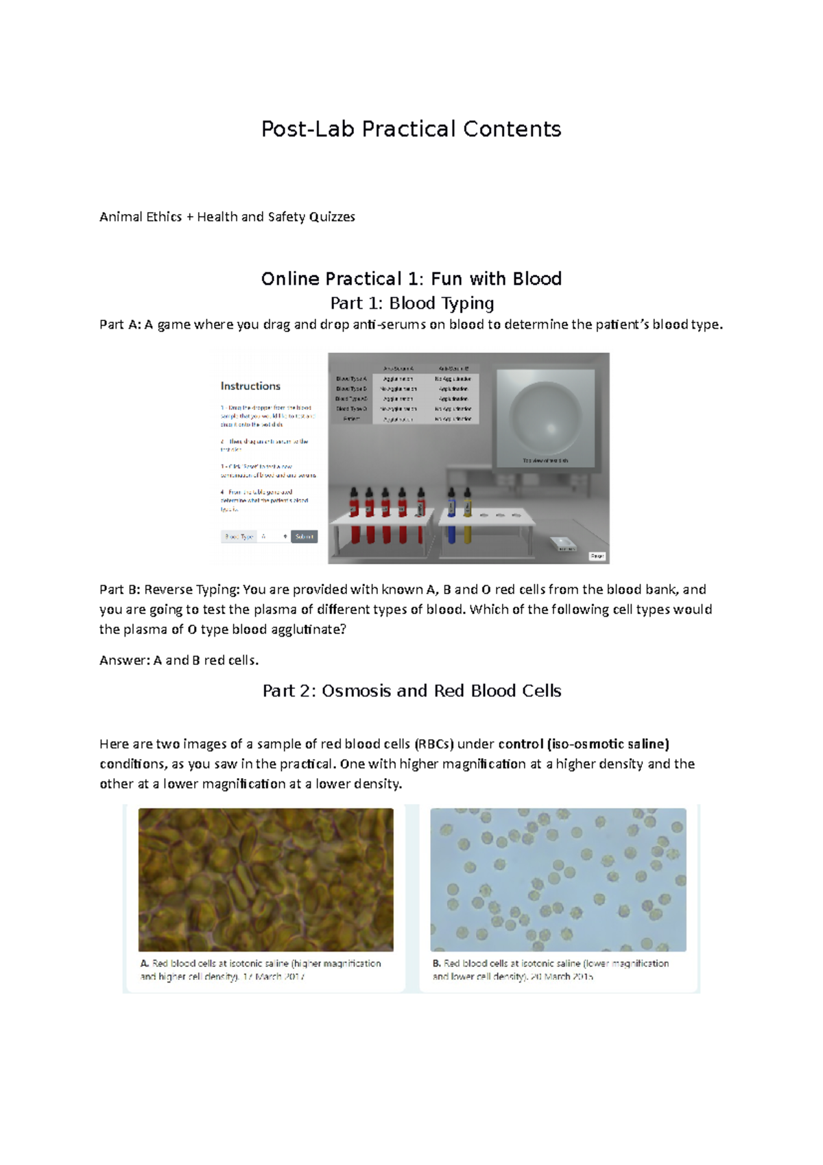 Post-Lab - Post lab quizzes answer week 1 to 10 - Post-Lab Practical ...