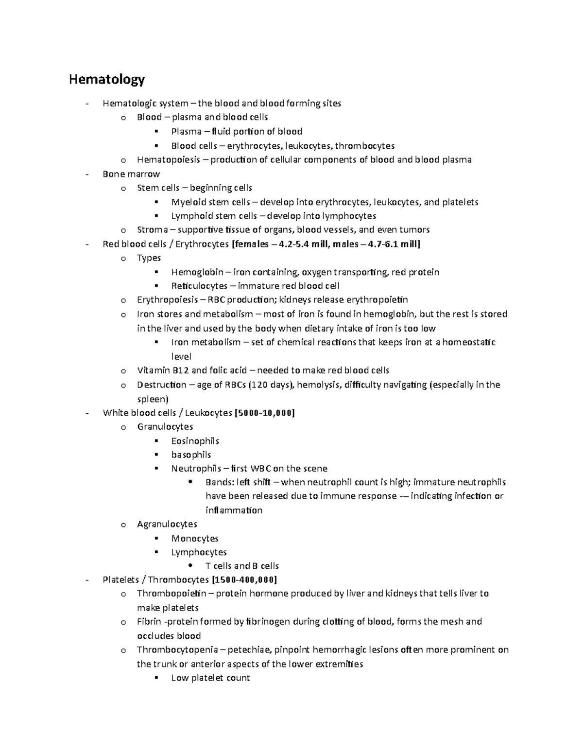 AH Exam 3 Study Guide - Hematology Hematologic system the blood and ...