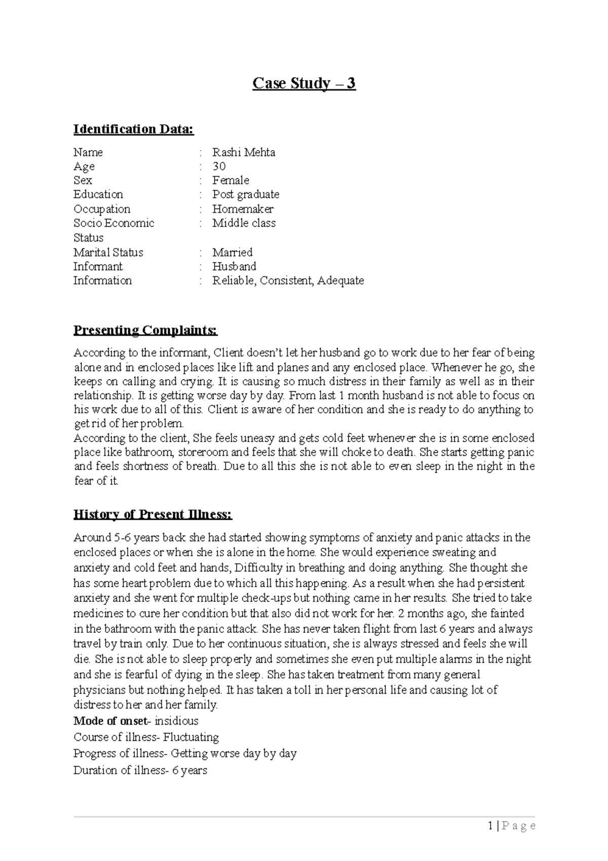 Case History 3 - It is to provide knowledge as to how to take case ...
