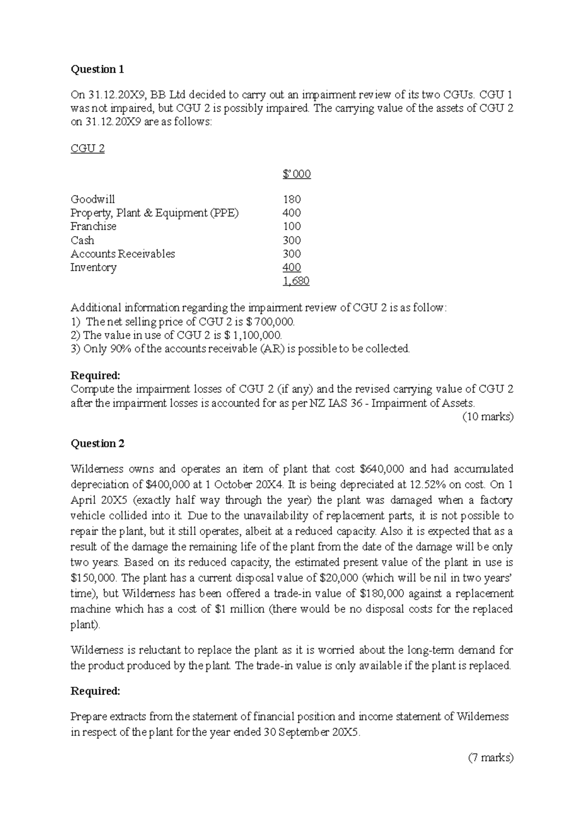 tutorial-questions-2-impairment-of-assets-question-1-on-31-12-bb-ltd