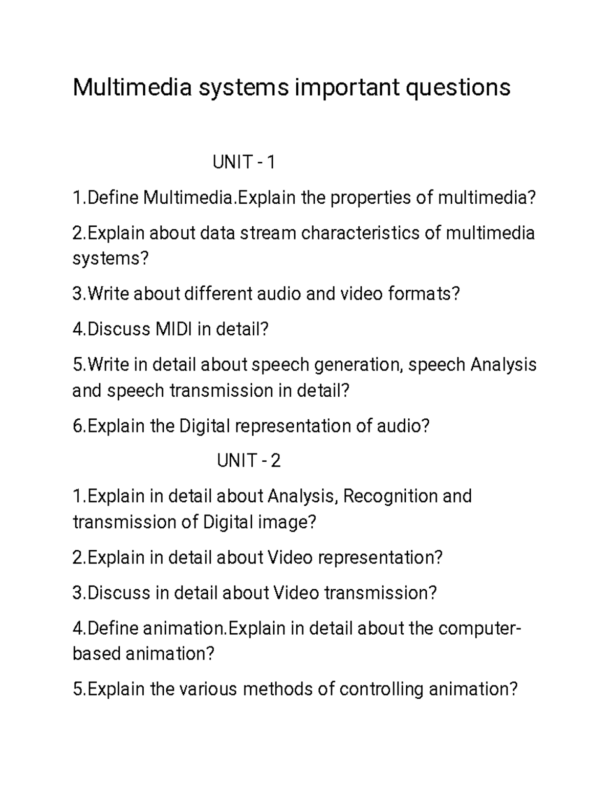 Multimedia systems imp questions - Multimediasystemsimportantquestions ...