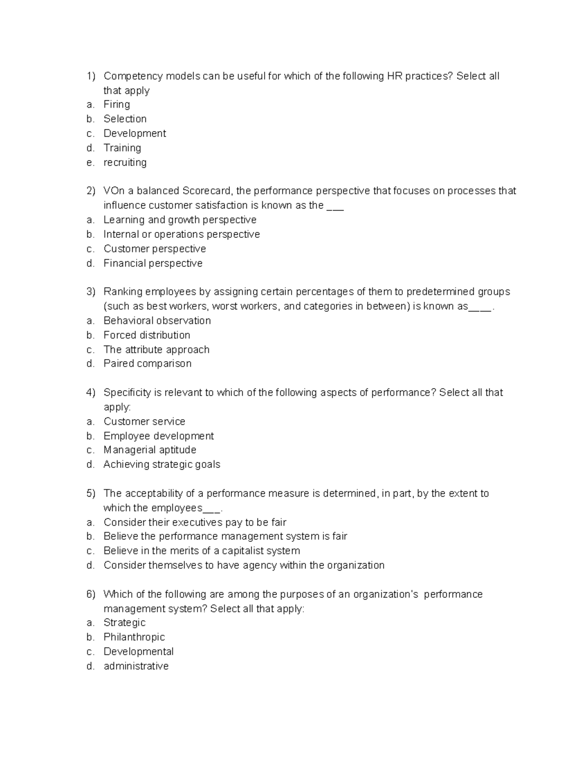 MGI 301 Performance Management Practice Problems - Competency models ...