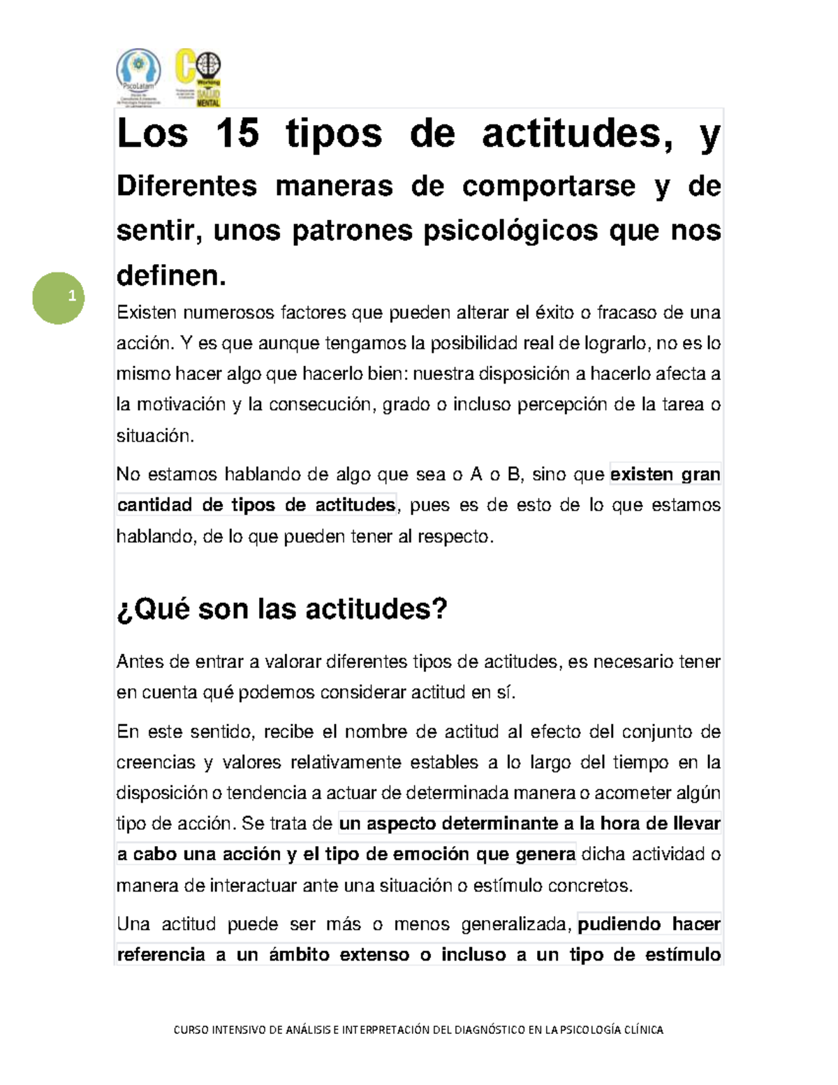 Los 15 tipos de actitudes - 1 Los 15 tipos de actitudes, y Diferentes ...