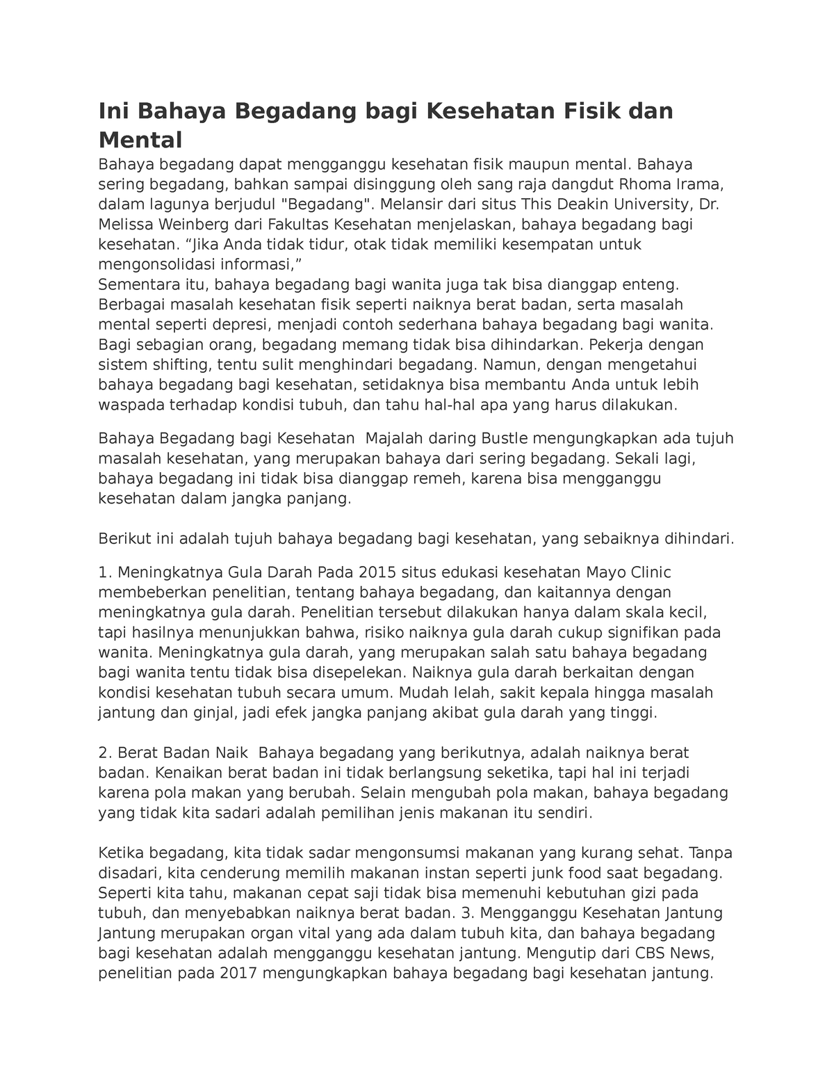 Konten 3 - Bahaya Begadang Bagi Kesehatan Fisik Dan Mental - Ini Bahaya ...