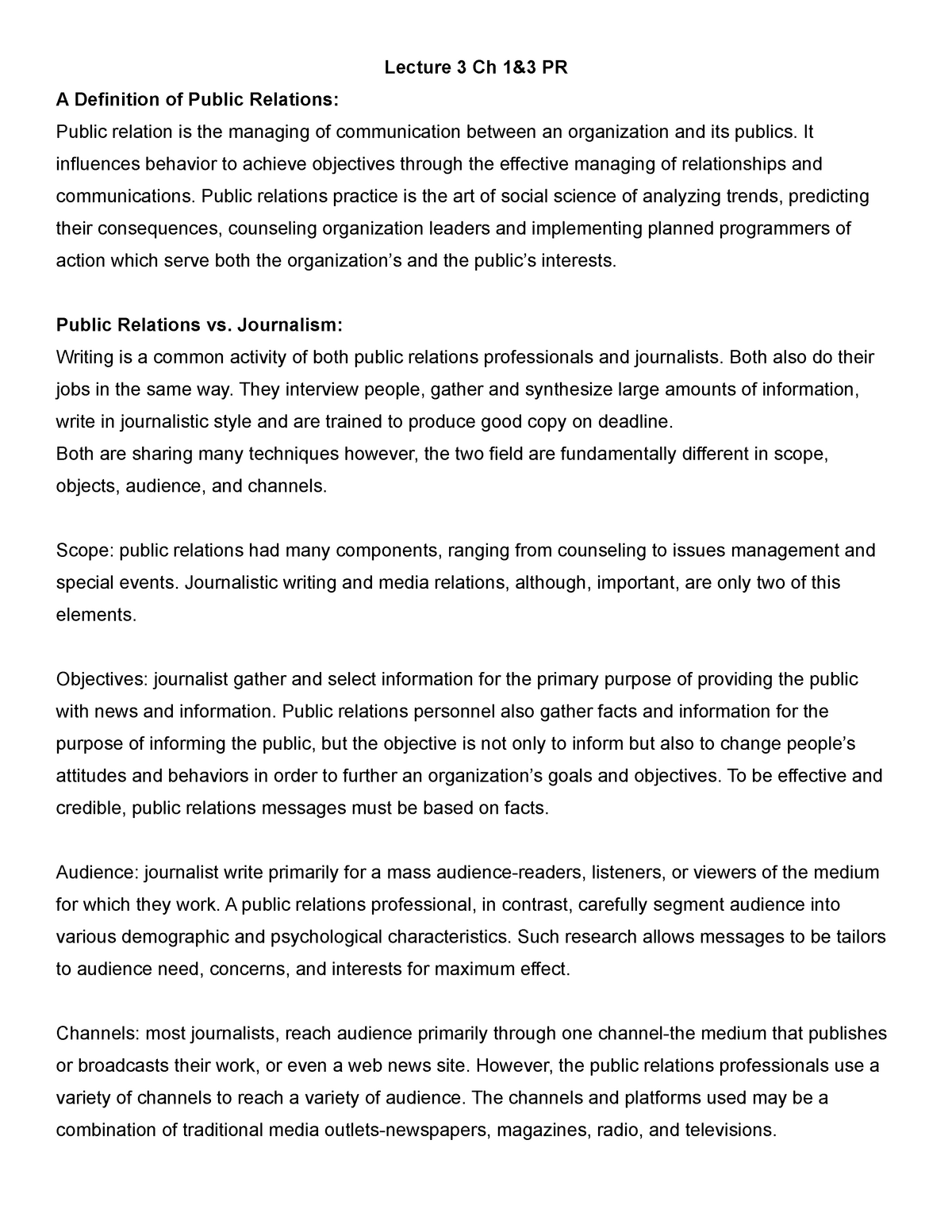 Lecture 3 Ch 1and3 Pr Chapter 1 And 3 Pr Lecture 3 Ch 1and3 Pr A Definition Of Public Relations 4009