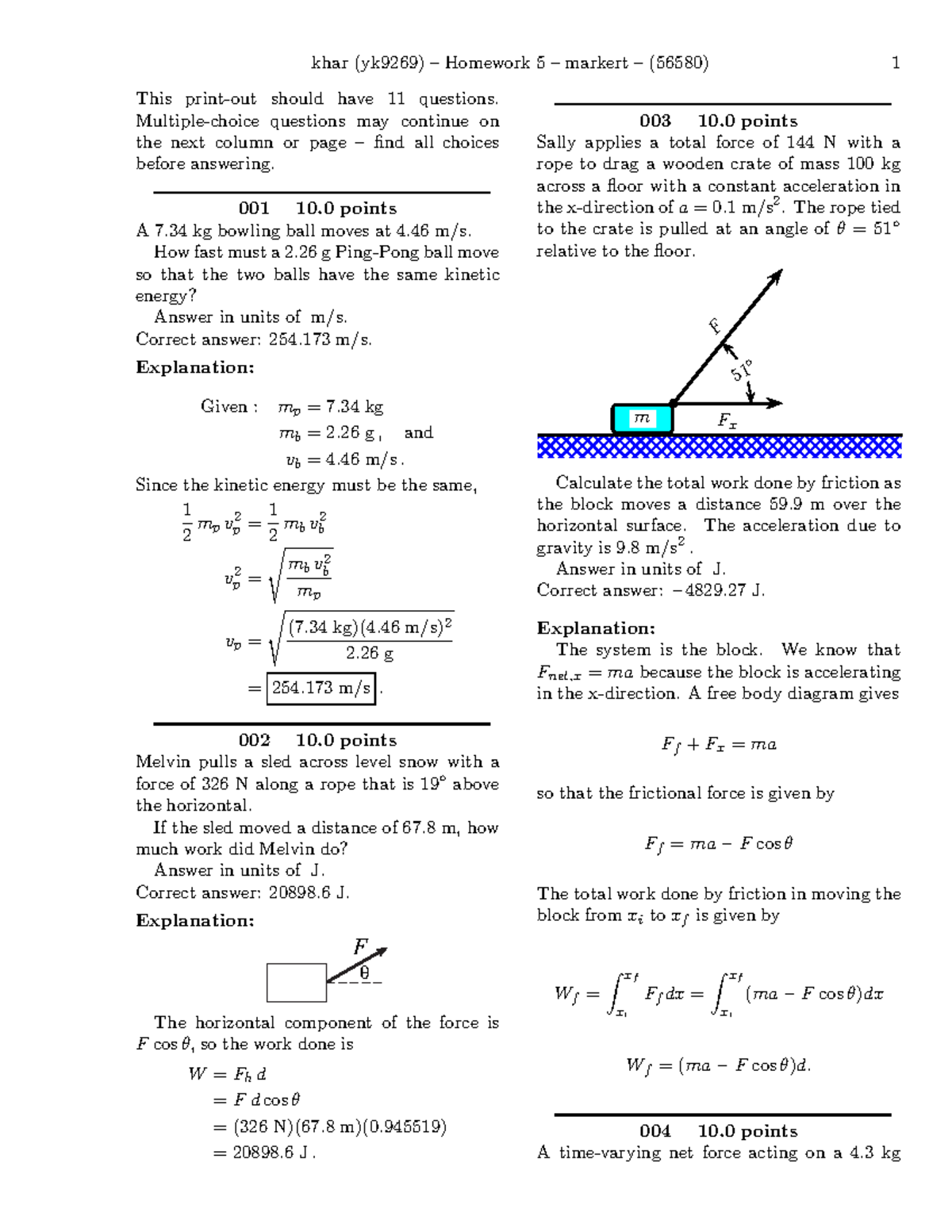 PHY 301 HW #5-solutions - This print-out should have 11 questions ...