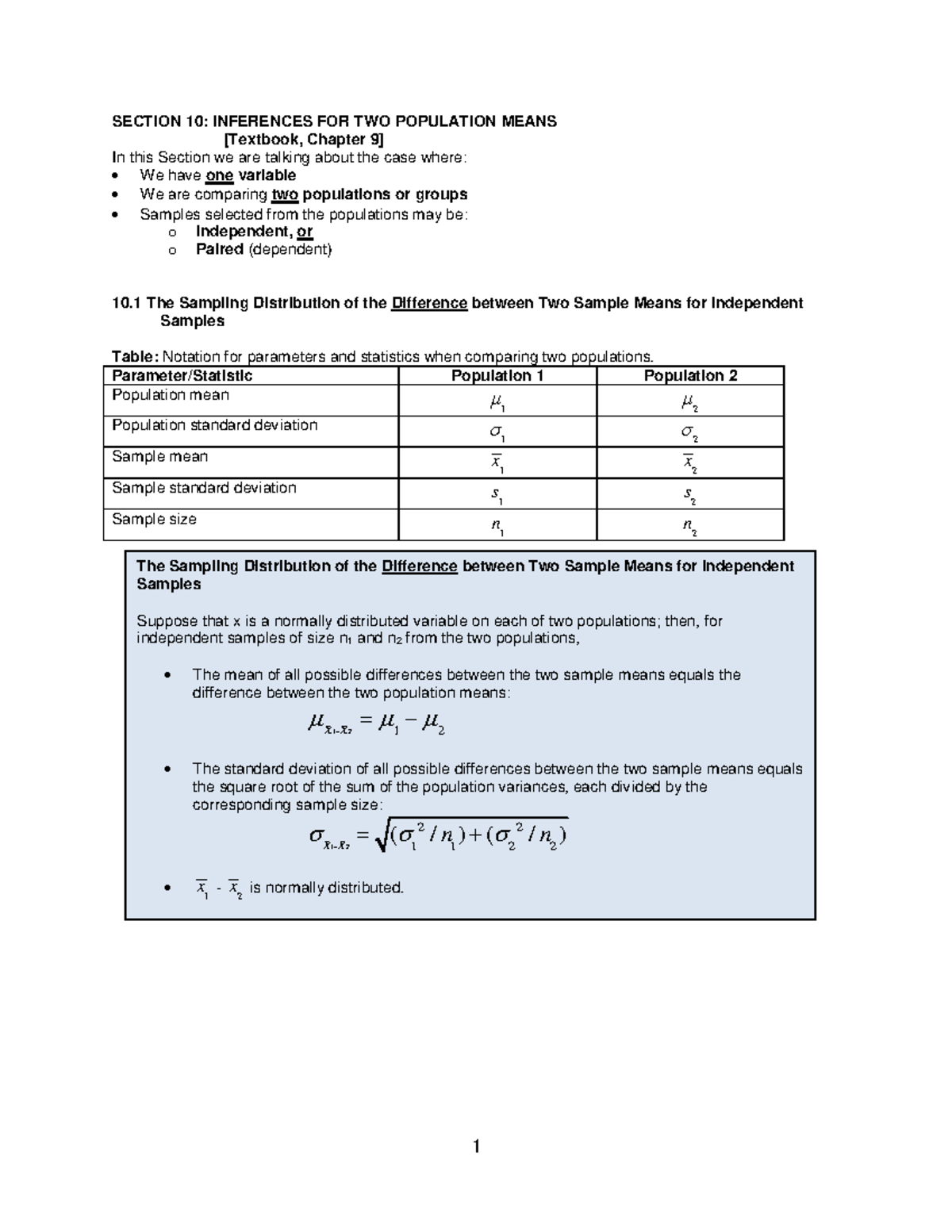 STAT 235-Lecture Notes-Section 10 (Chapter 9)-Inferences for Two ...