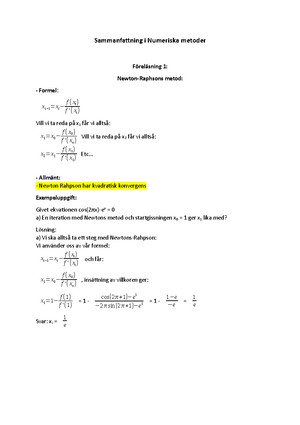 Exempelsamling Numeriska Metoder - EXEMPELSAMLING I NUMERISKA METODER ...