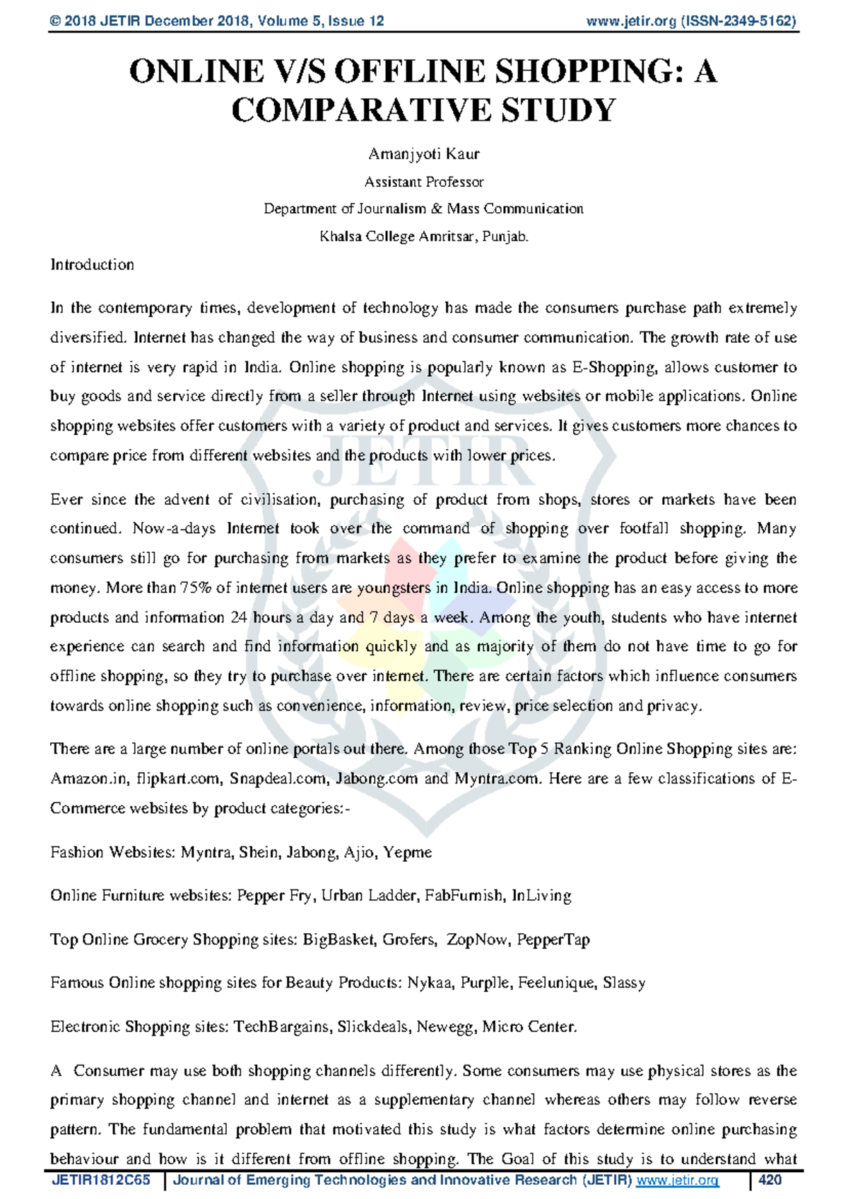 Online V S Offline Shopping A Comparativ - ONLINE V/S OFFLINE SHOPPING ...