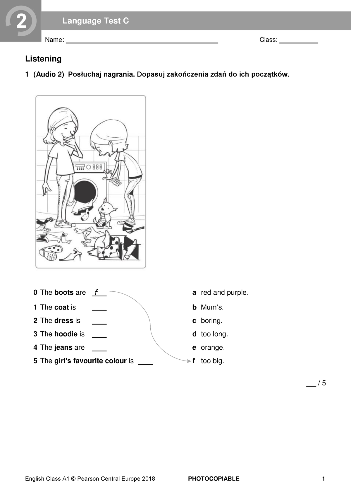 ECA1 Tests Language Test 2C new2018 - Name: Class: Listening 1 (Audio 2 ...