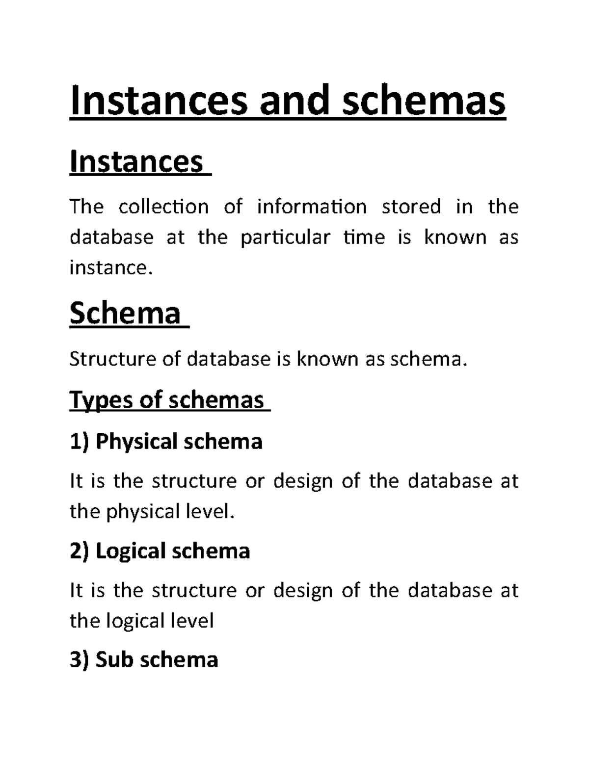 What Is Database Schema And Instance