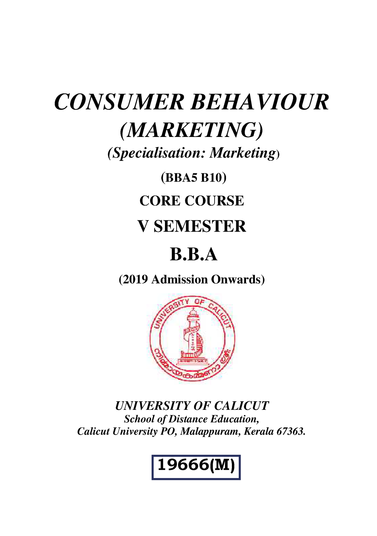 SLM-19666-BBA- Consumer Behaviour(Marketing) - CONSUMER BEHAVIOUR ...