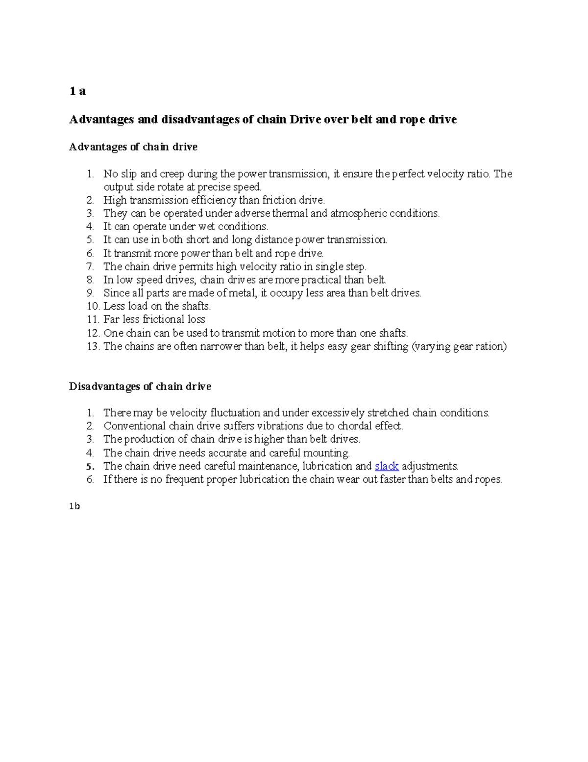 Exam 13 October 2012, questions and answers 1 a Advantages and