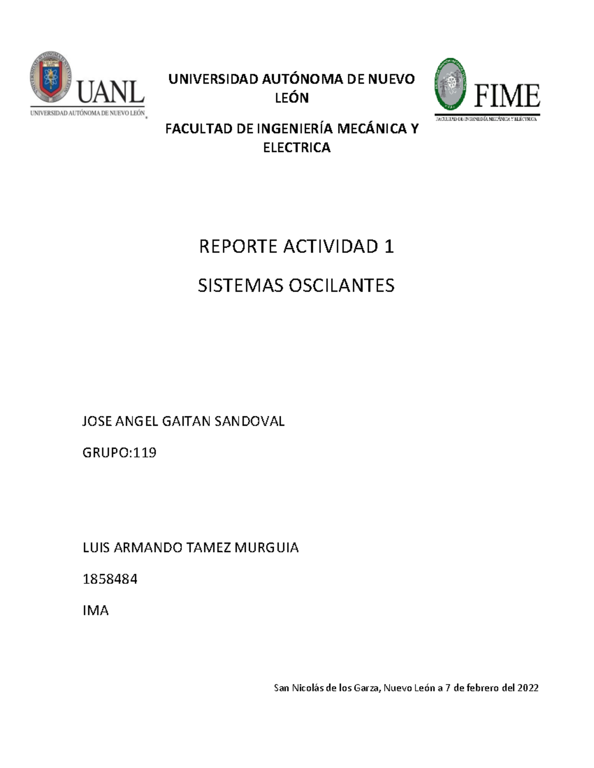 Practica 1 LAB FISICA 2 - UNIVERSIDAD AUTÓNOMA DE NUEVO LEÓN FACULTAD ...